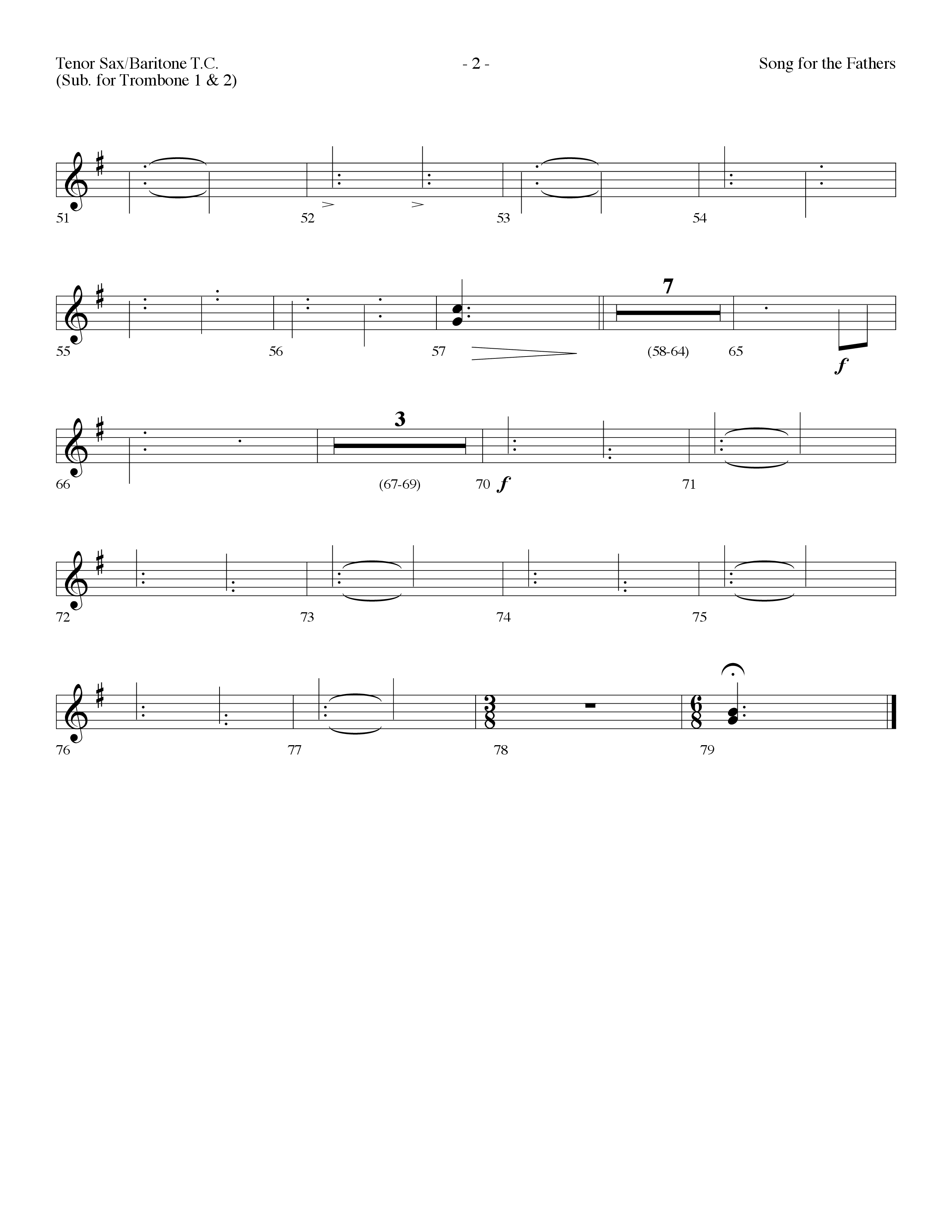 Song For The Fathers (Choral Anthem SATB) Tenor Sax/Baritone T.C. (Lifeway Choral / Arr. Dennis Allen)