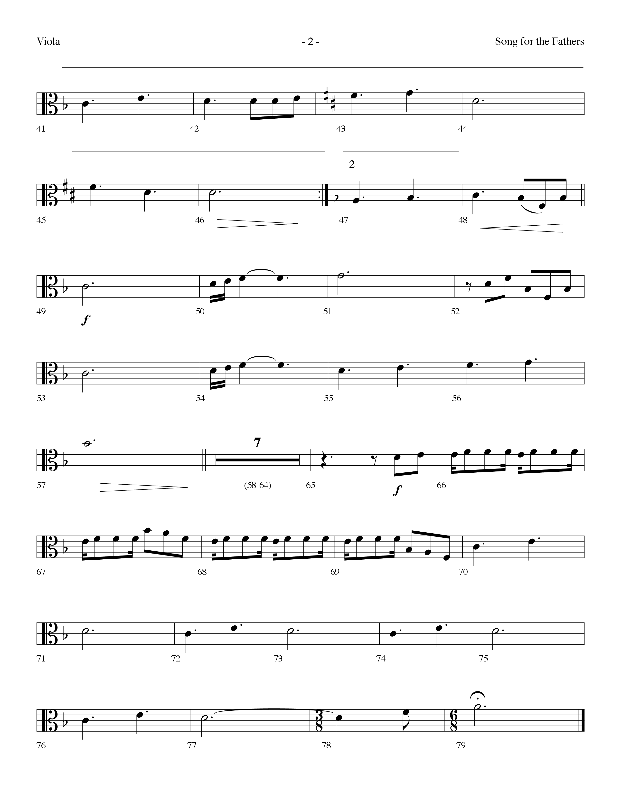 Song For The Fathers (Choral Anthem SATB) Viola (Lifeway Choral / Arr. Dennis Allen)