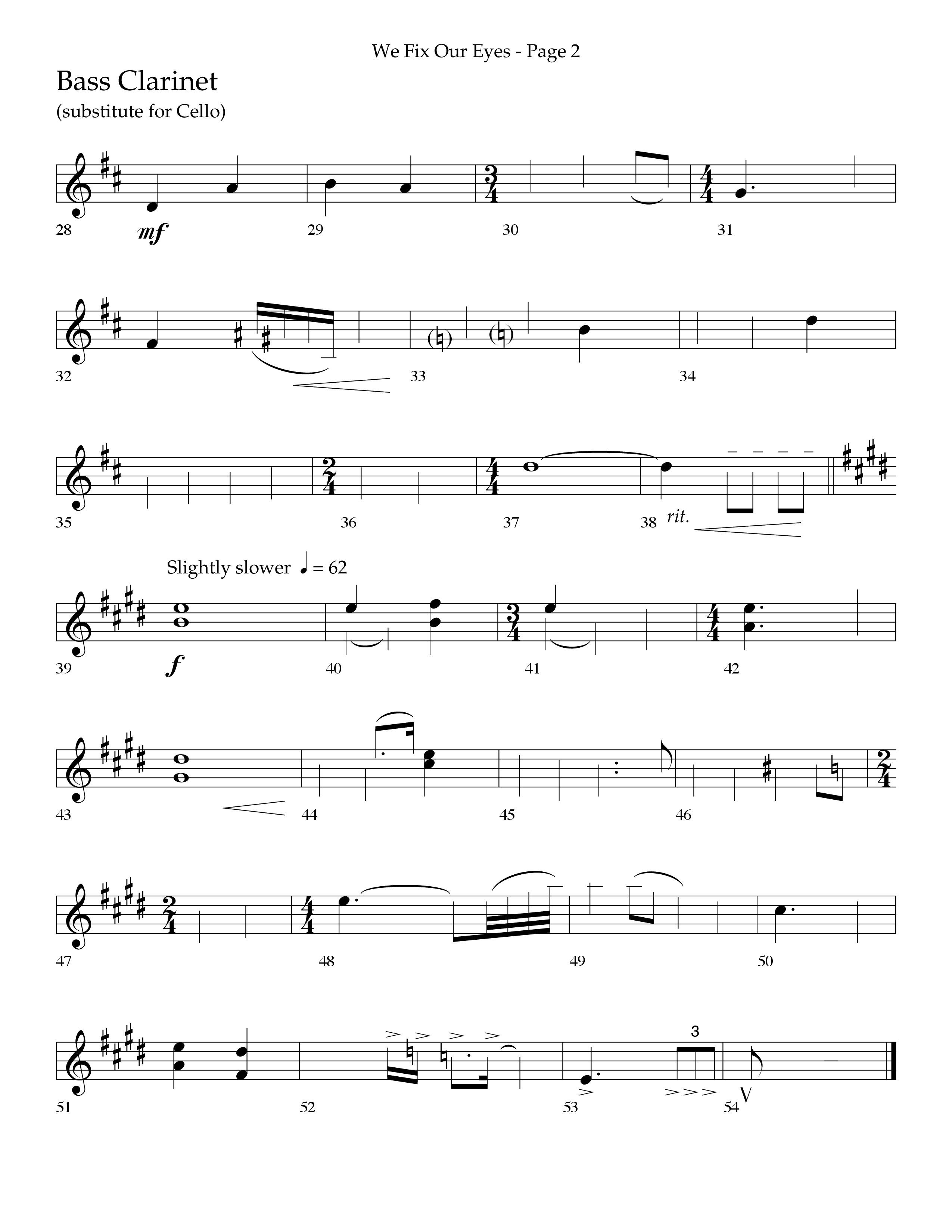 We Fix Our Eyes (Choral Anthem SATB) Bass Clarinet (Lifeway Choral / Arr. Bruce Cokeroft / Orch. Danny Zaloudik)