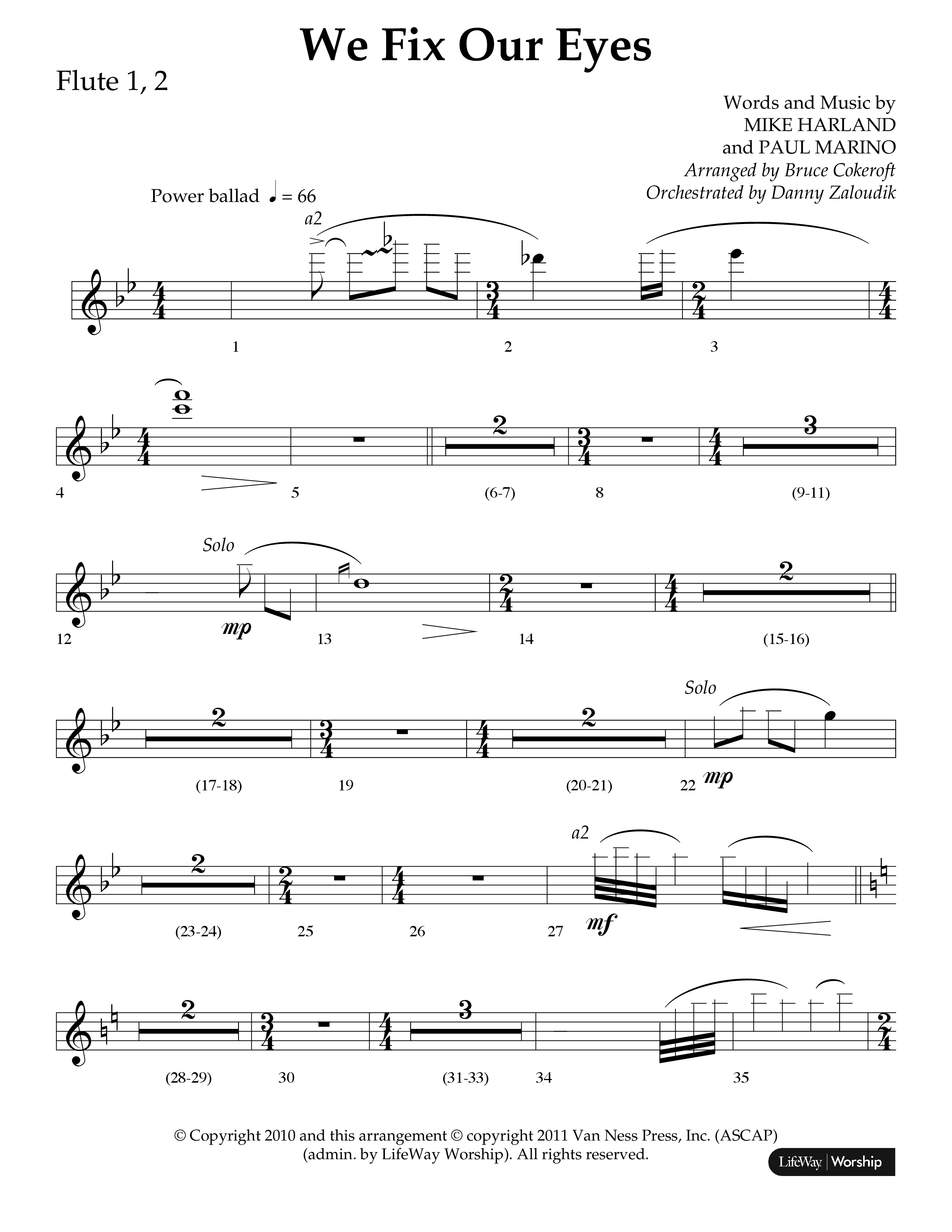 We Fix Our Eyes (Choral Anthem SATB) Flute 1/2 (Lifeway Choral / Arr. Bruce Cokeroft / Orch. Danny Zaloudik)