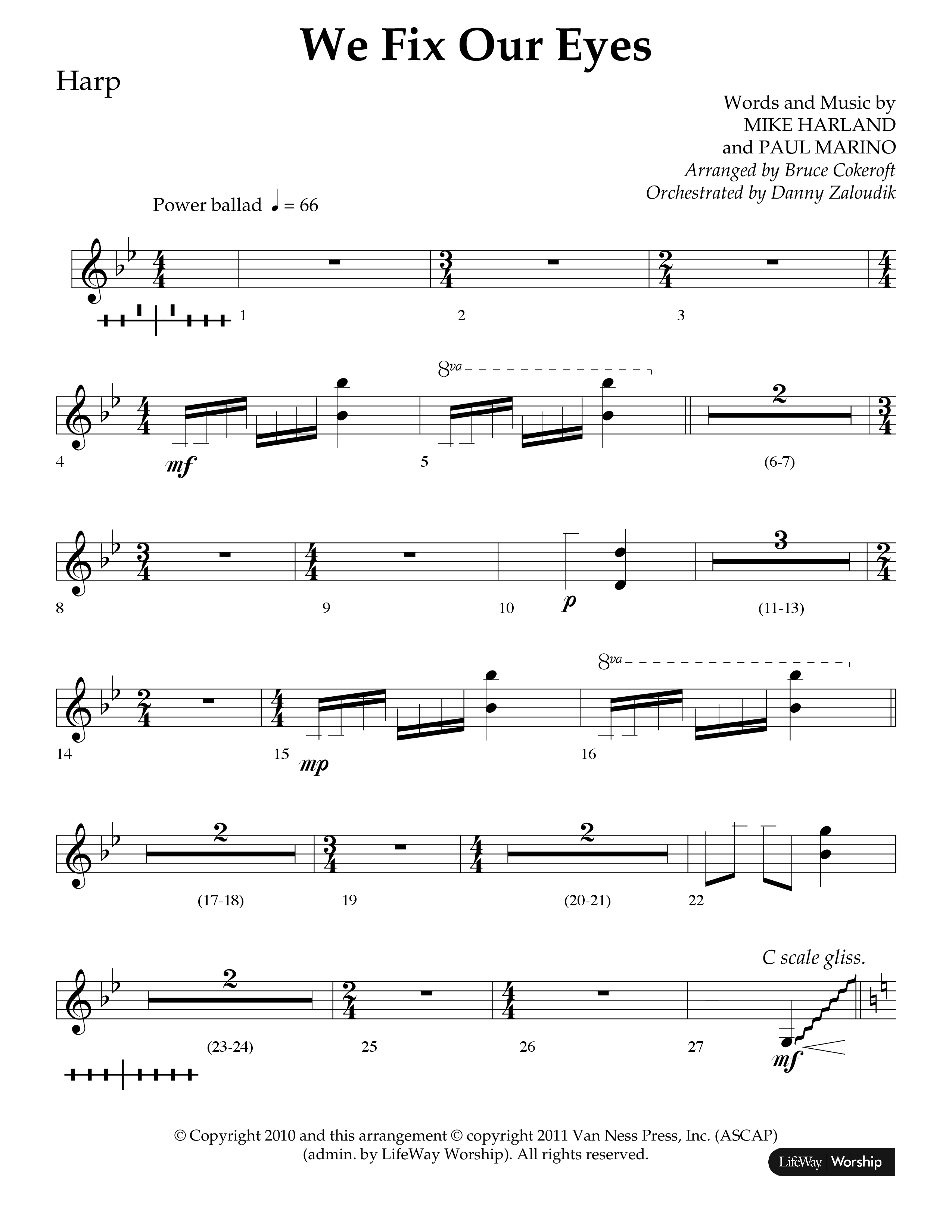 We Fix Our Eyes (Choral Anthem SATB) Harp (Lifeway Choral / Arr. Bruce Cokeroft / Orch. Danny Zaloudik)