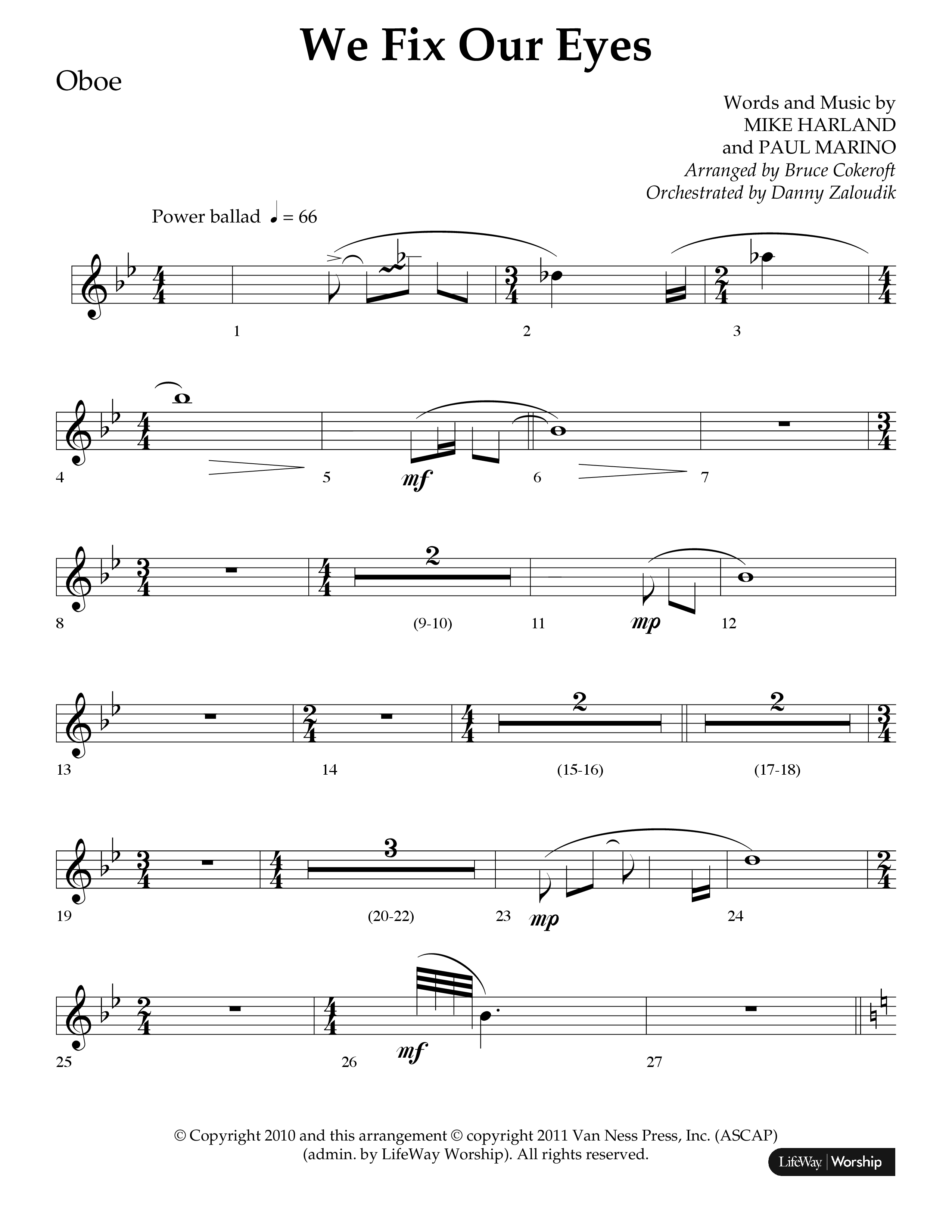We Fix Our Eyes (Choral Anthem SATB) Oboe (Lifeway Choral / Arr. Bruce Cokeroft / Orch. Danny Zaloudik)