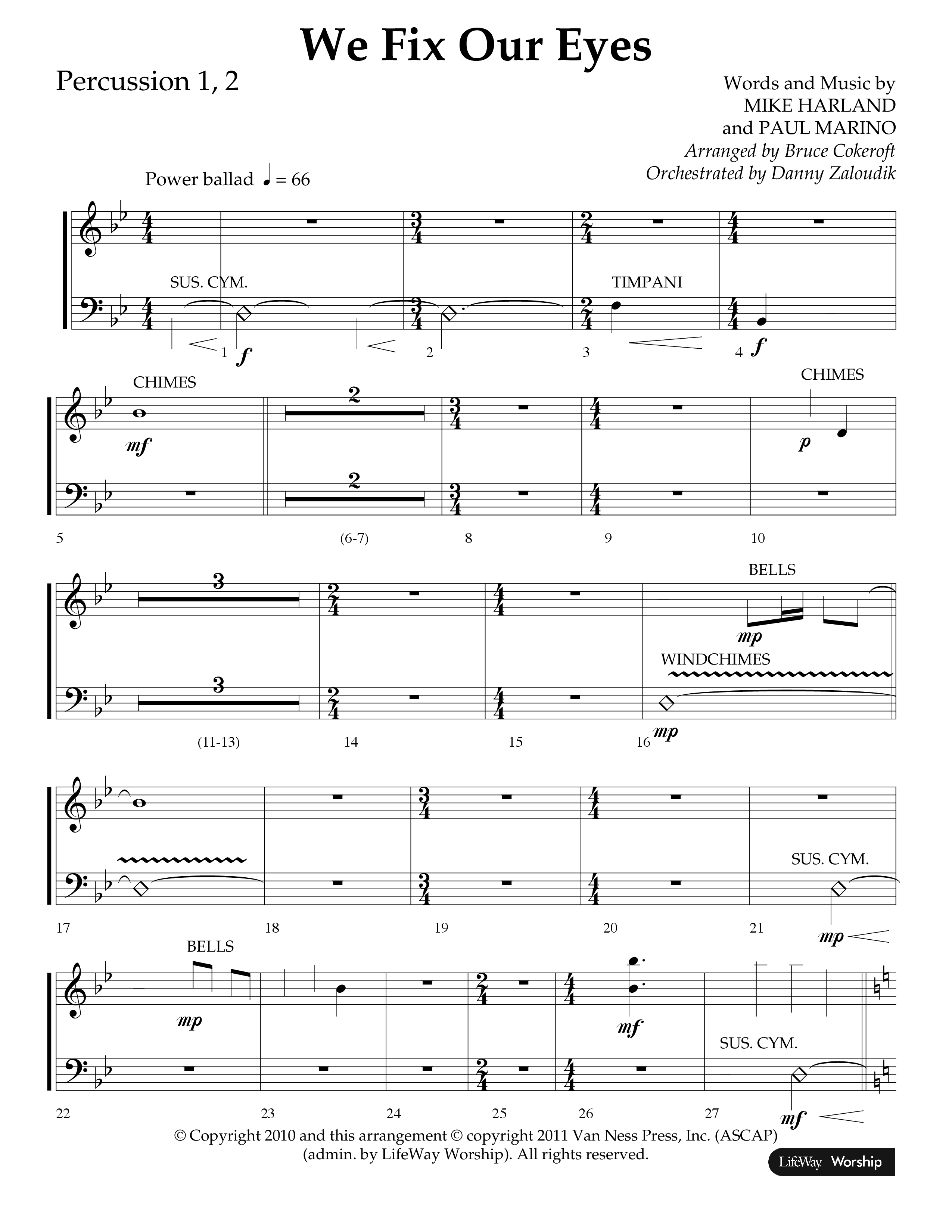 We Fix Our Eyes (Choral Anthem SATB) Percussion 1/2 (Lifeway Choral / Arr. Bruce Cokeroft / Orch. Danny Zaloudik)