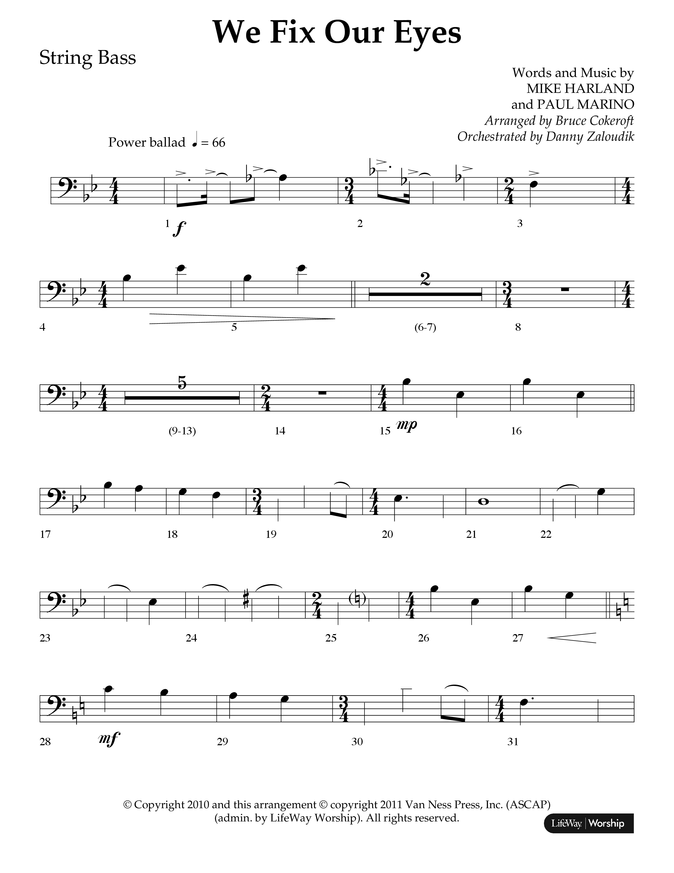 We Fix Our Eyes (Choral Anthem SATB) String Bass (Lifeway Choral / Arr. Bruce Cokeroft / Orch. Danny Zaloudik)