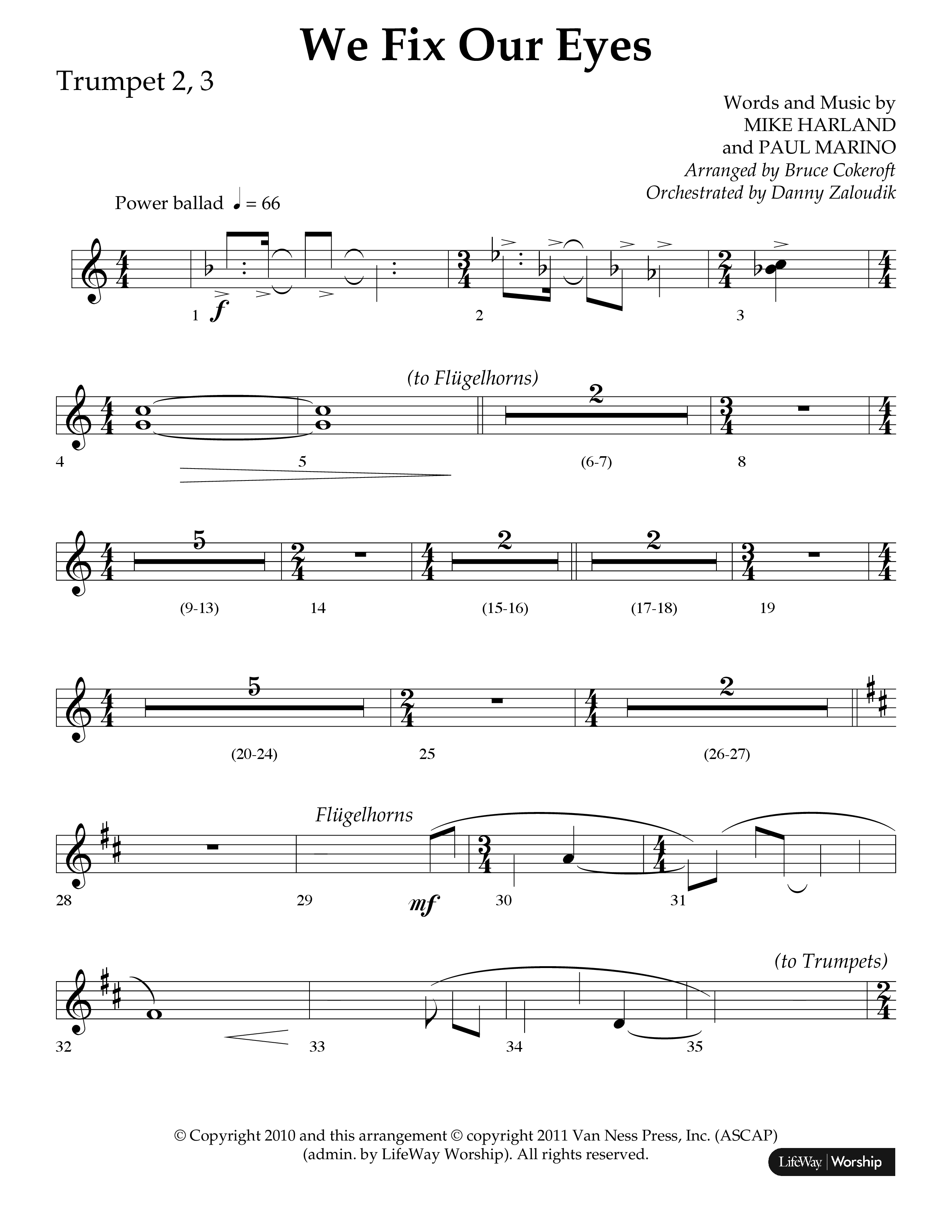 We Fix Our Eyes (Choral Anthem SATB) Trumpet 2/3 (Lifeway Choral / Arr. Bruce Cokeroft / Orch. Danny Zaloudik)