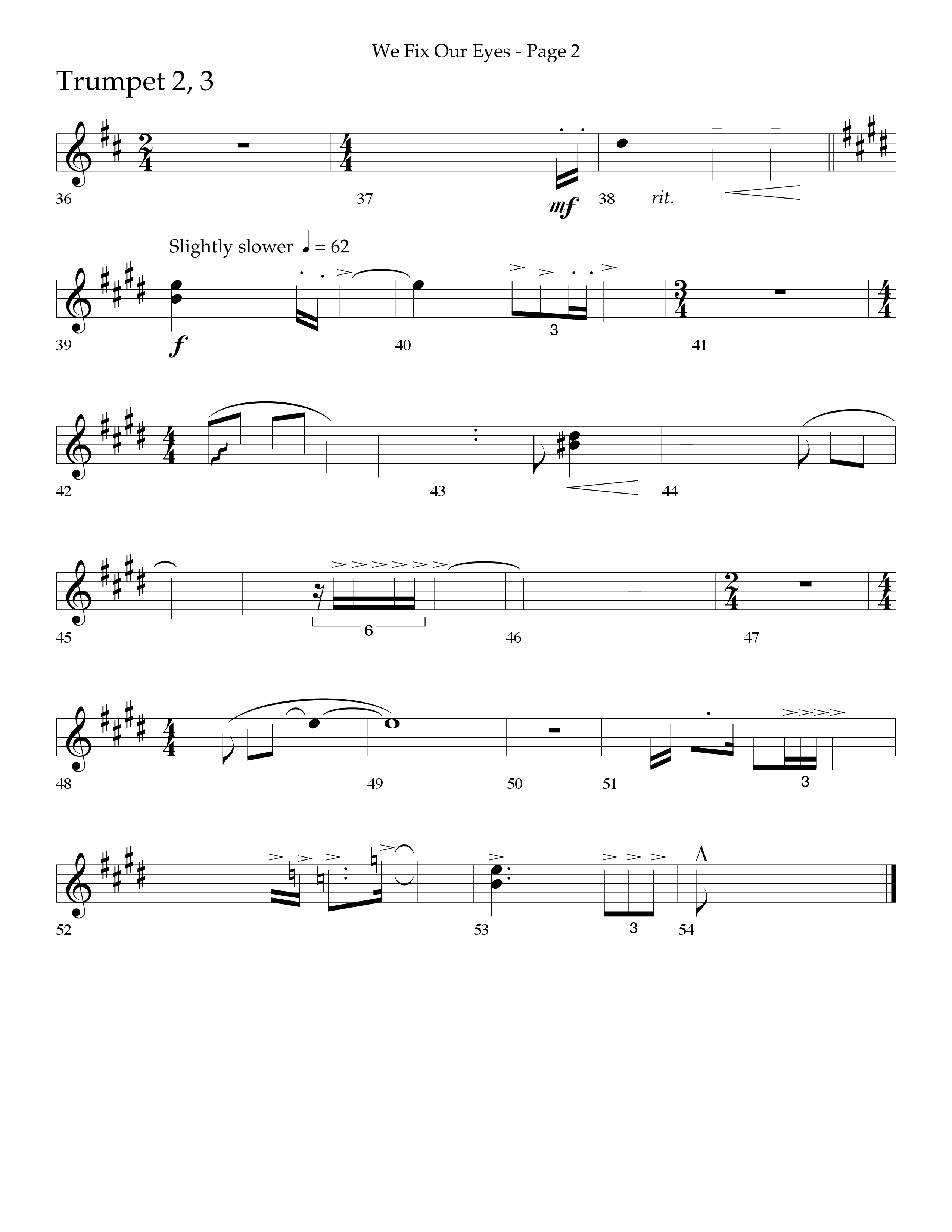 We Fix Our Eyes (Choral Anthem SATB) Trumpet 2/3 (Lifeway Choral / Arr. Bruce Cokeroft / Orch. Danny Zaloudik)