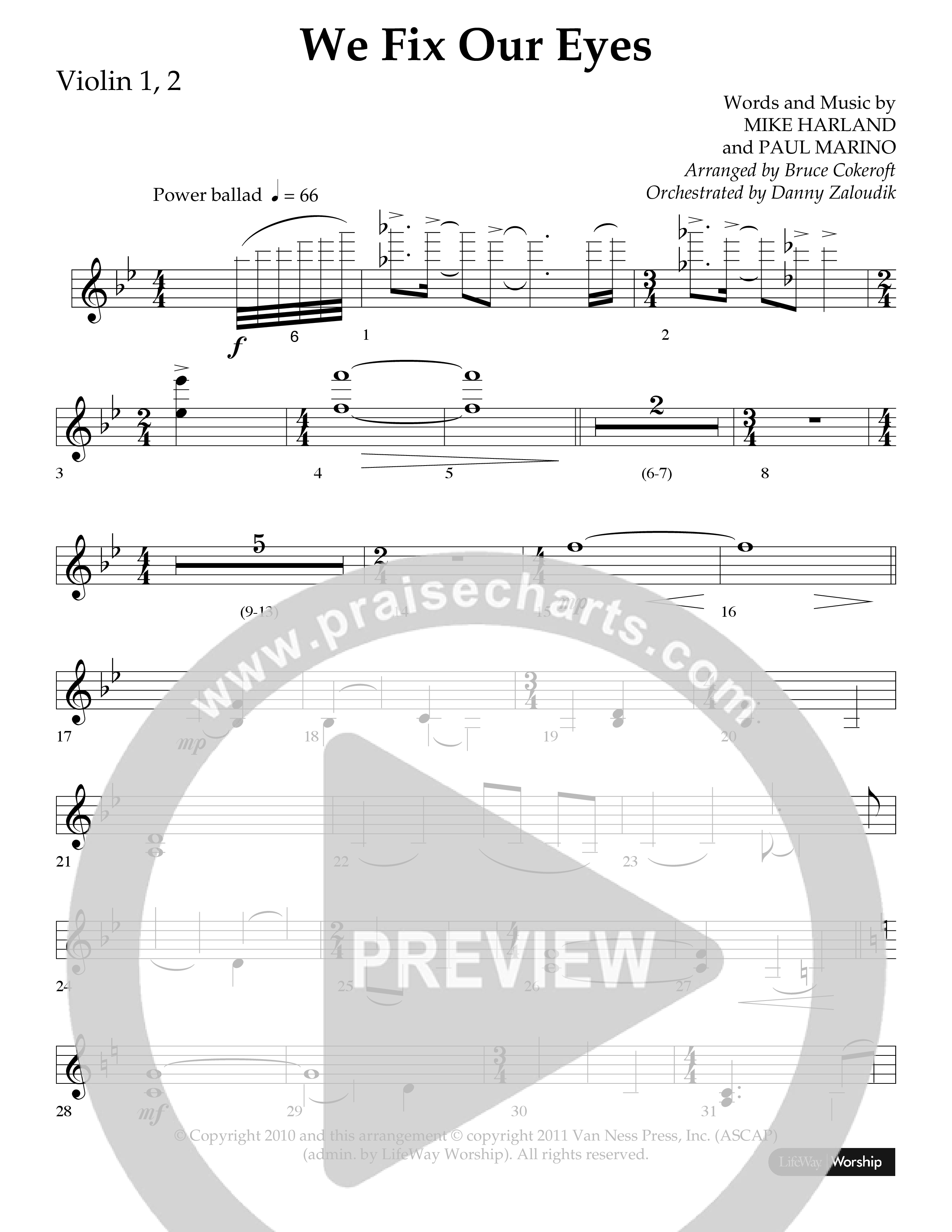 We Fix Our Eyes (Choral Anthem SATB) Violin 1/2 (Lifeway Choral / Arr. Bruce Cokeroft / Orch. Danny Zaloudik)