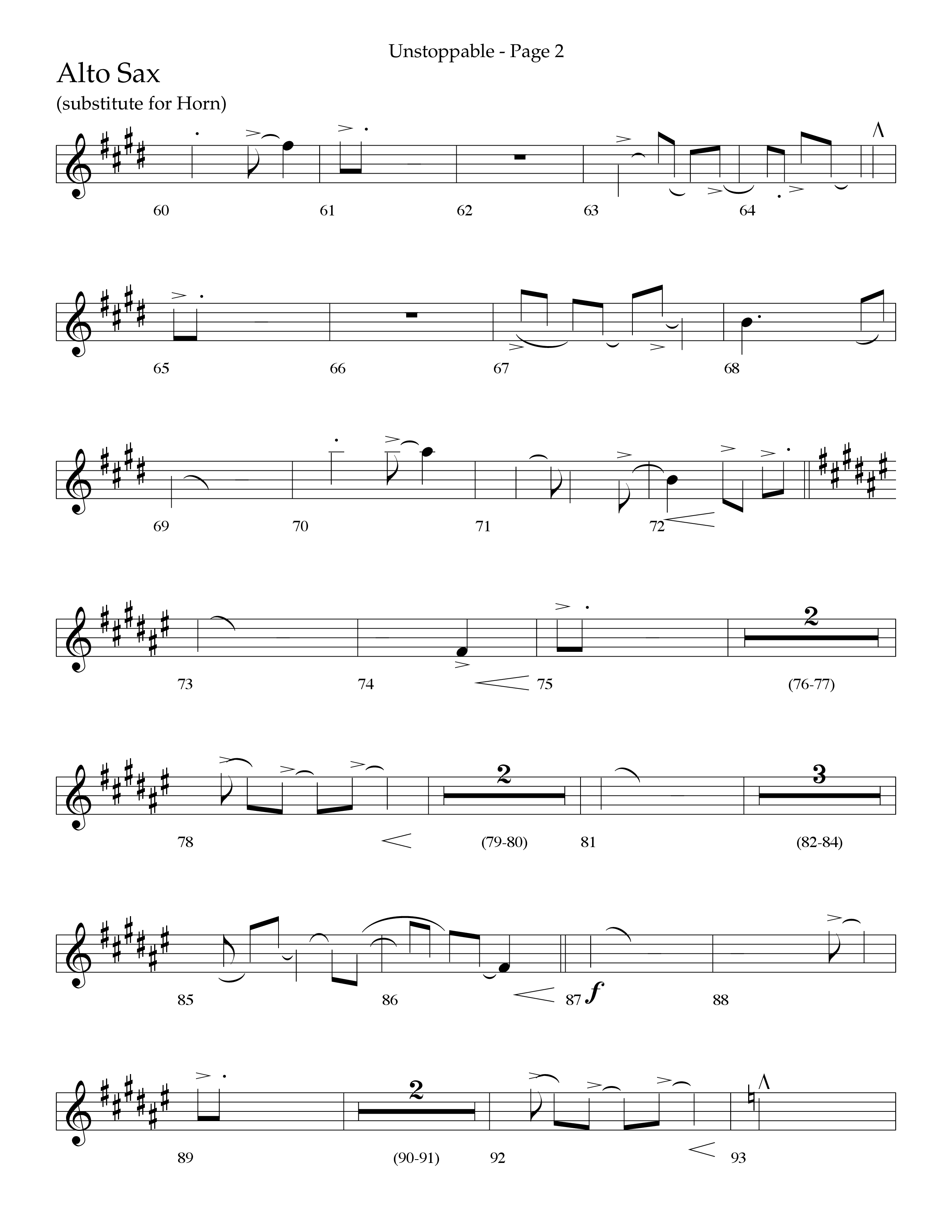 Unstoppable (Choral Anthem SATB) Alto Sax (Lifeway Choral / Arr. Cliff Duren)