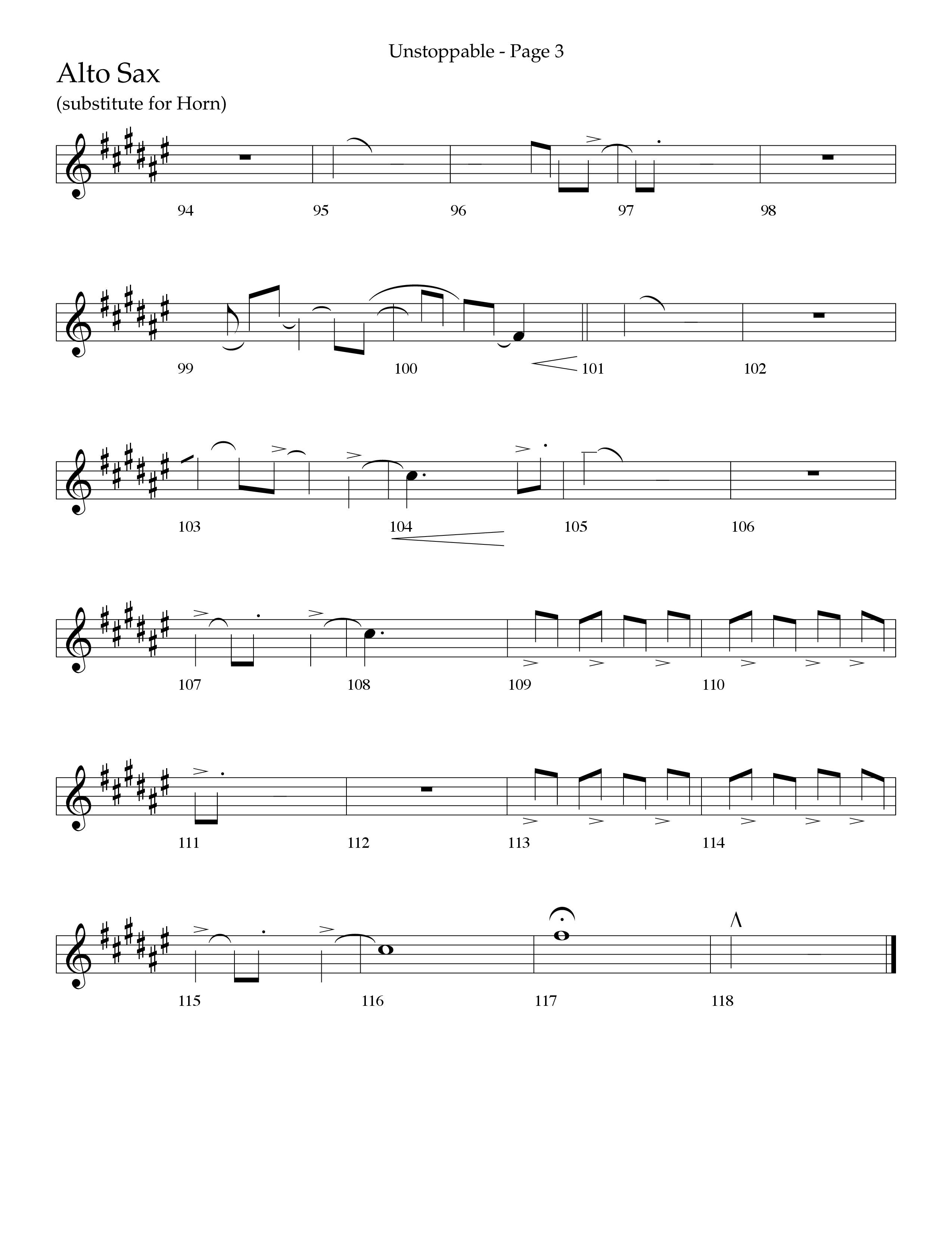 Unstoppable (Choral Anthem SATB) Alto Sax (Lifeway Choral / Arr. Cliff Duren)