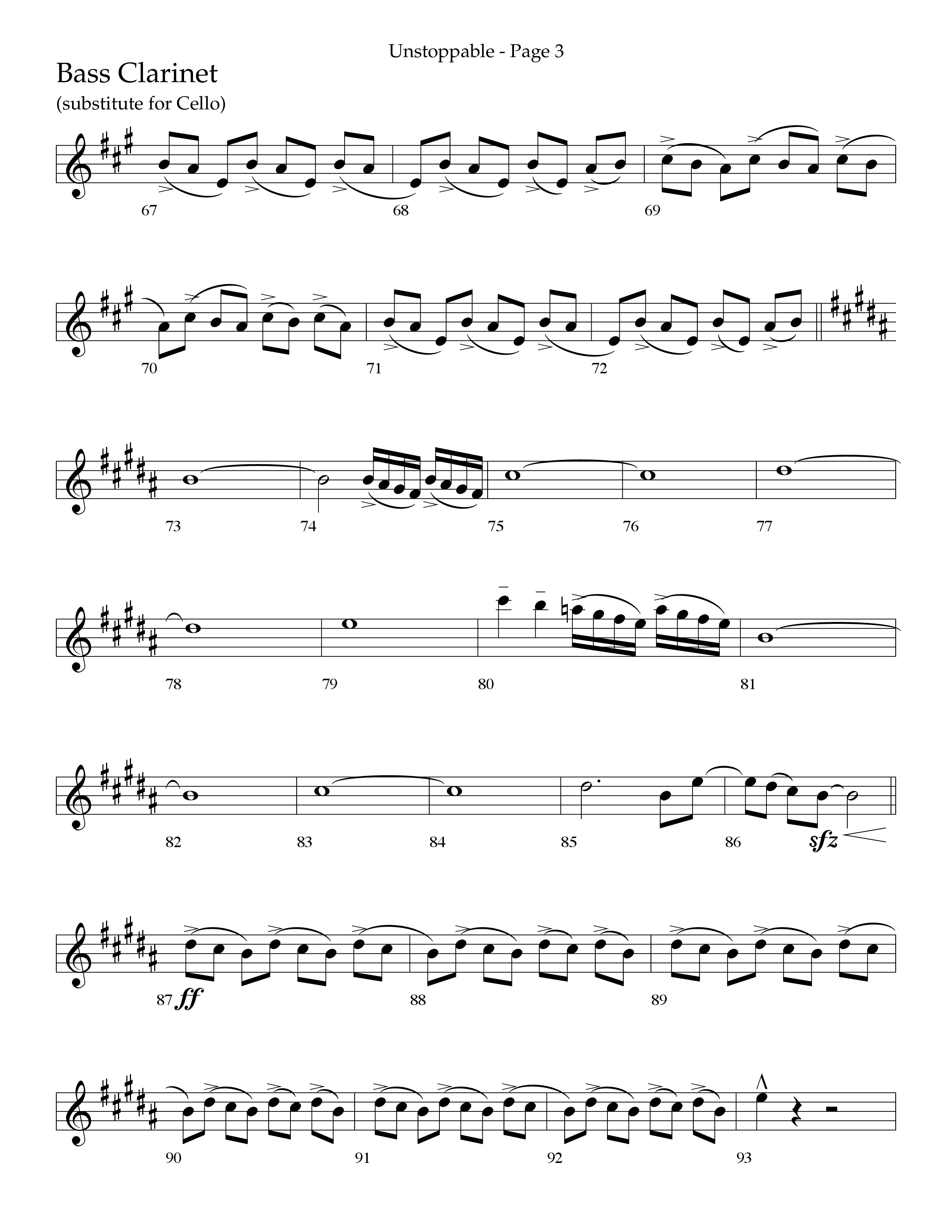 Unstoppable (Choral Anthem SATB) Bass Clarinet (Lifeway Choral / Arr. Cliff Duren)