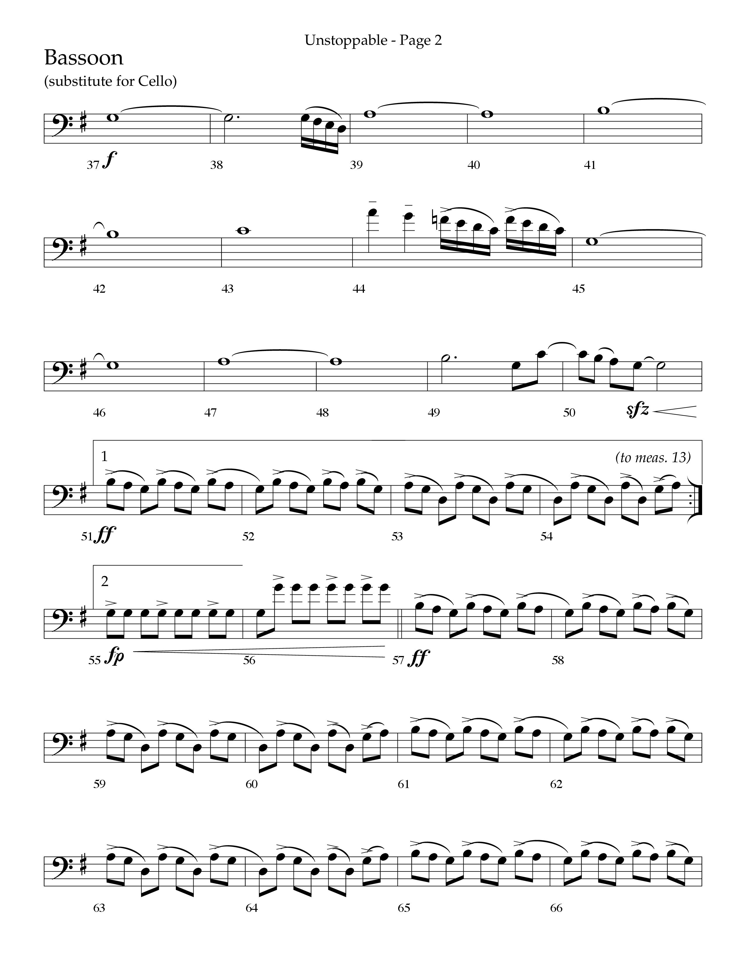 Unstoppable (Choral Anthem SATB) Bassoon (Lifeway Choral / Arr. Cliff Duren)