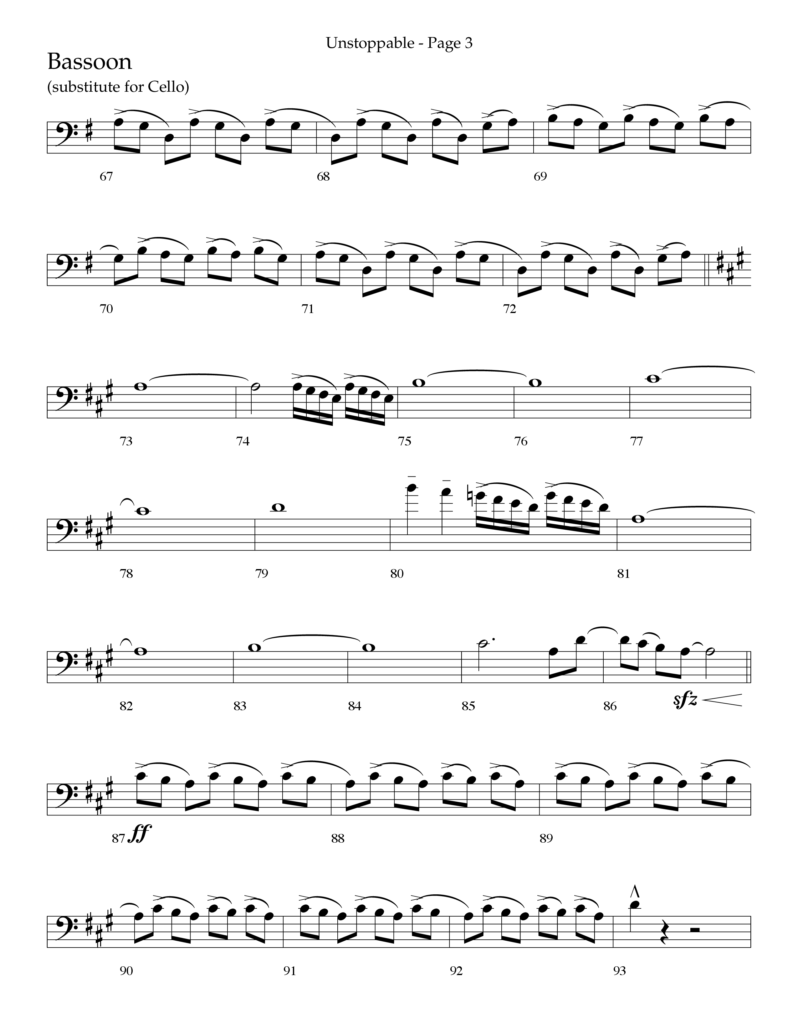 Unstoppable (Choral Anthem SATB) Bassoon (Lifeway Choral / Arr. Cliff Duren)