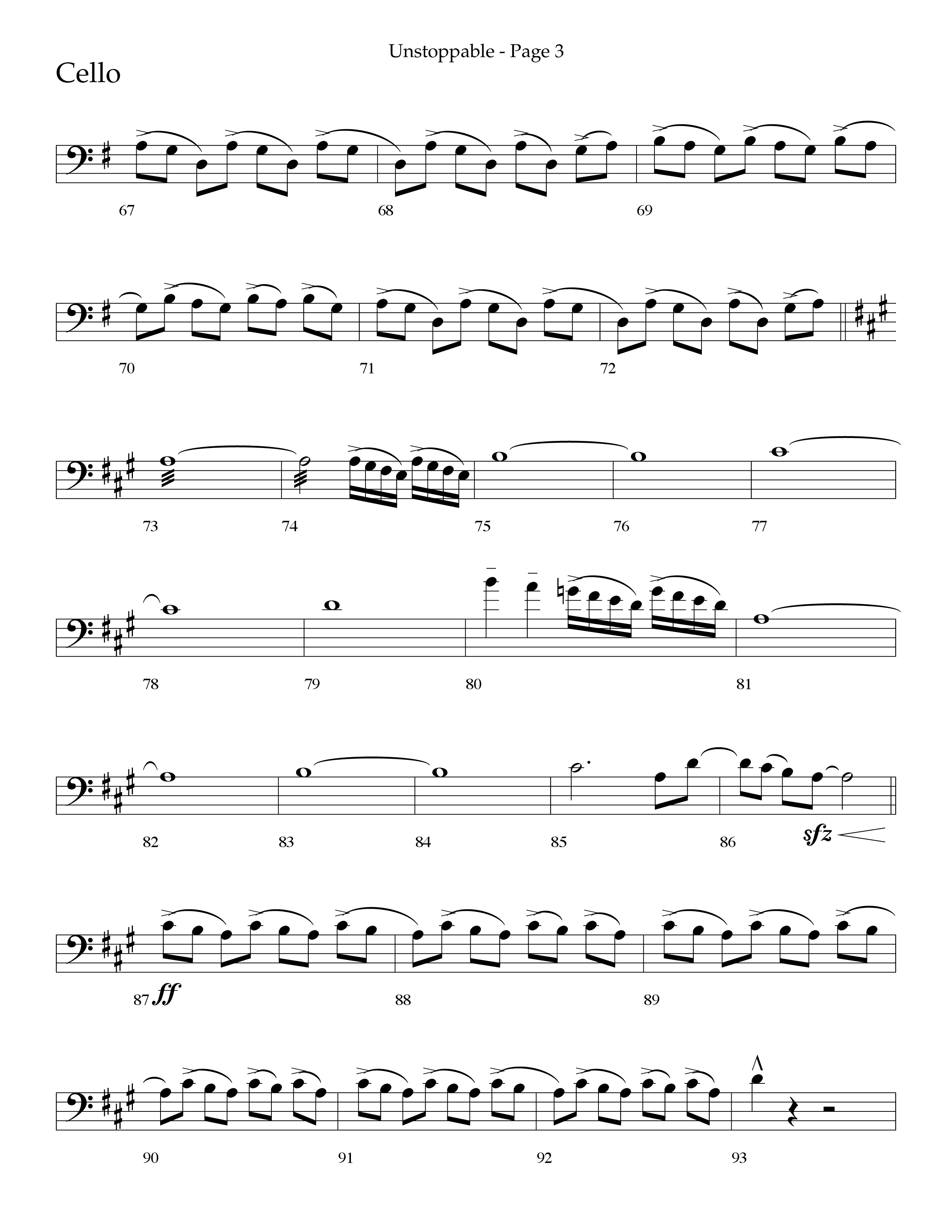Unstoppable (Choral Anthem SATB) Cello (Lifeway Choral / Arr. Cliff Duren)