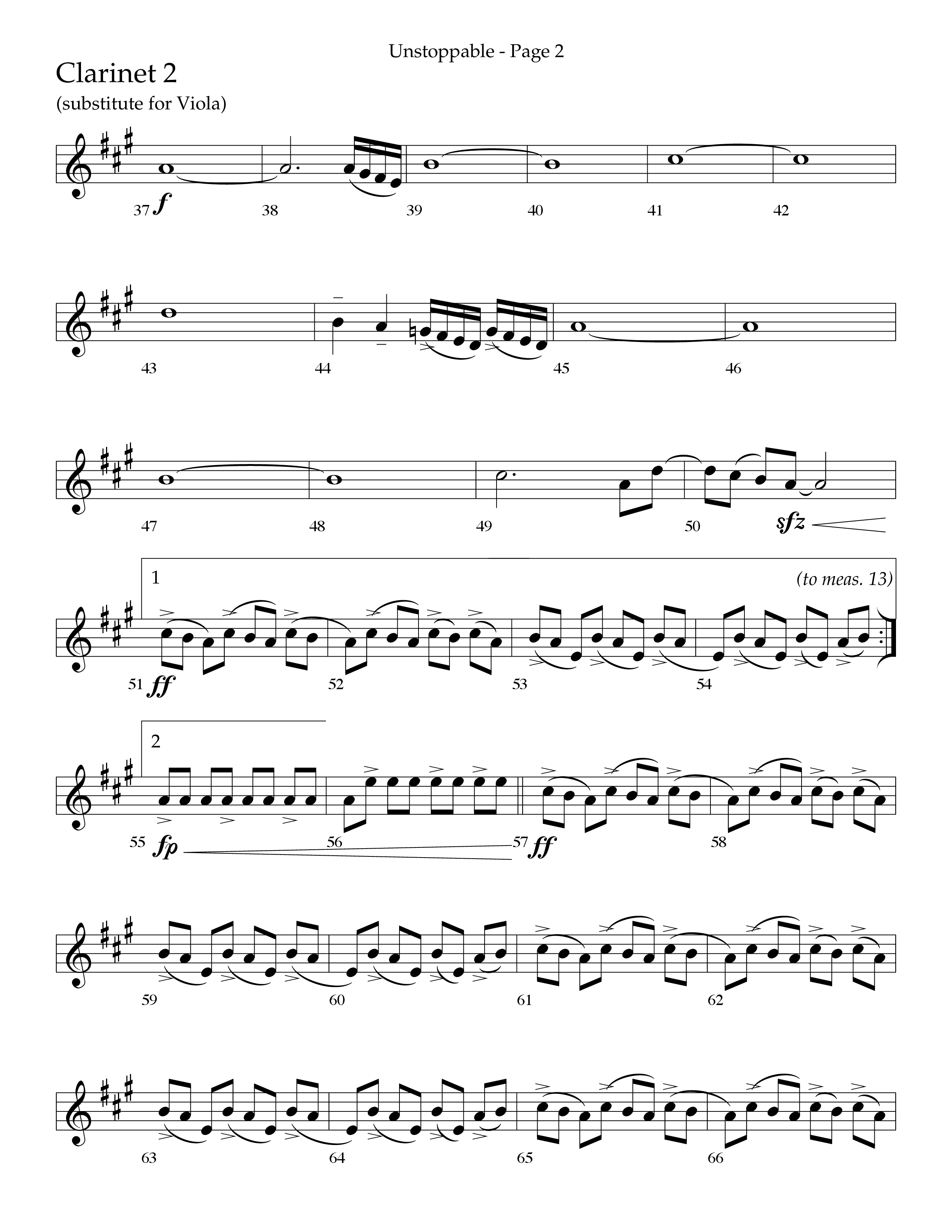 Unstoppable (Choral Anthem SATB) Clarinet 1/2 (Lifeway Choral / Arr. Cliff Duren)