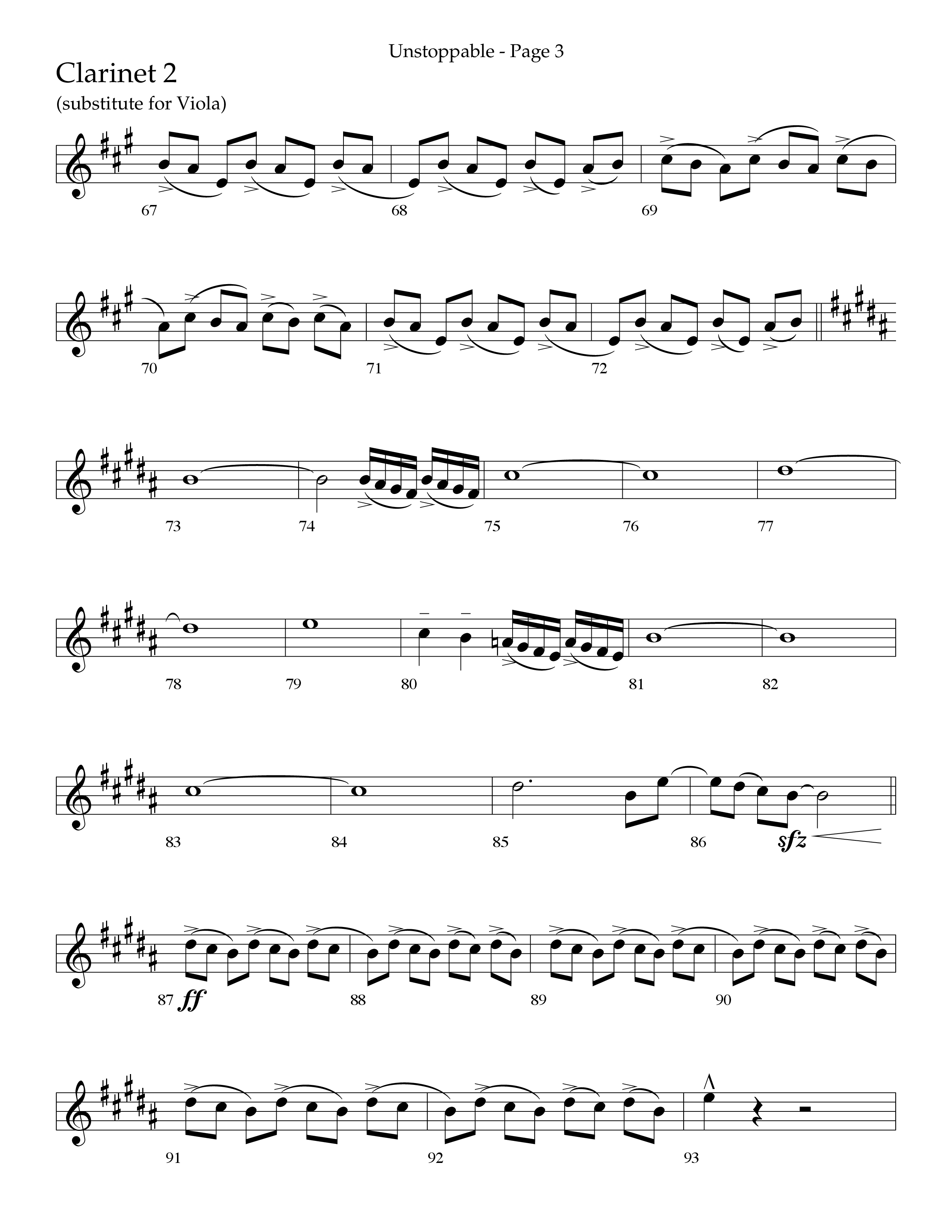 Unstoppable (Choral Anthem SATB) Clarinet 1/2 (Lifeway Choral / Arr. Cliff Duren)
