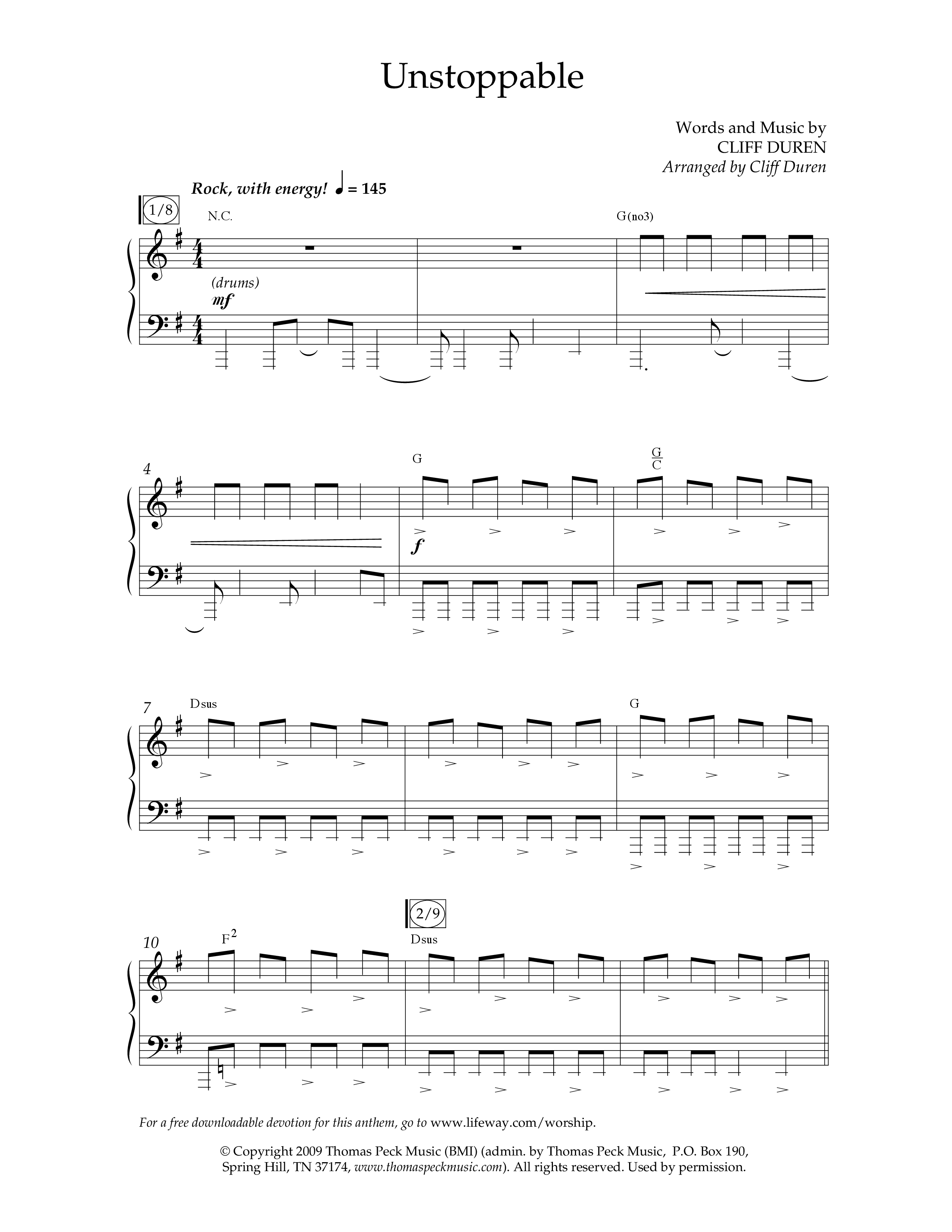 Unstoppable (Choral Anthem SATB) Anthem (SATB/Piano) (Lifeway Choral / Arr. Cliff Duren)
