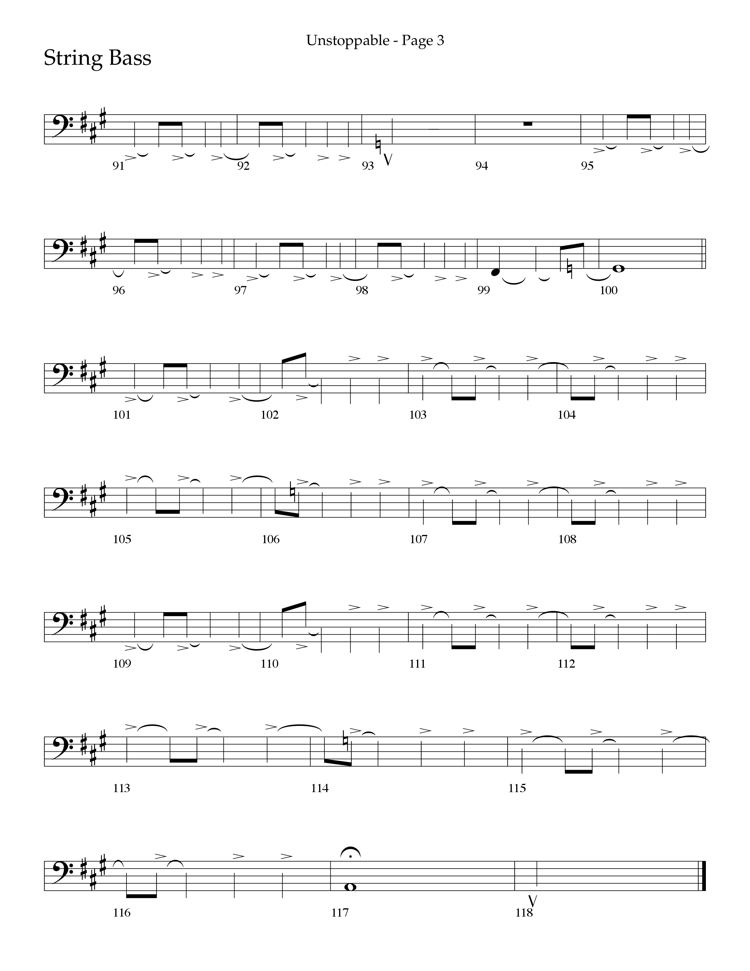 Unstoppable (Choral Anthem SATB) String Bass (Lifeway Choral / Arr. Cliff Duren)