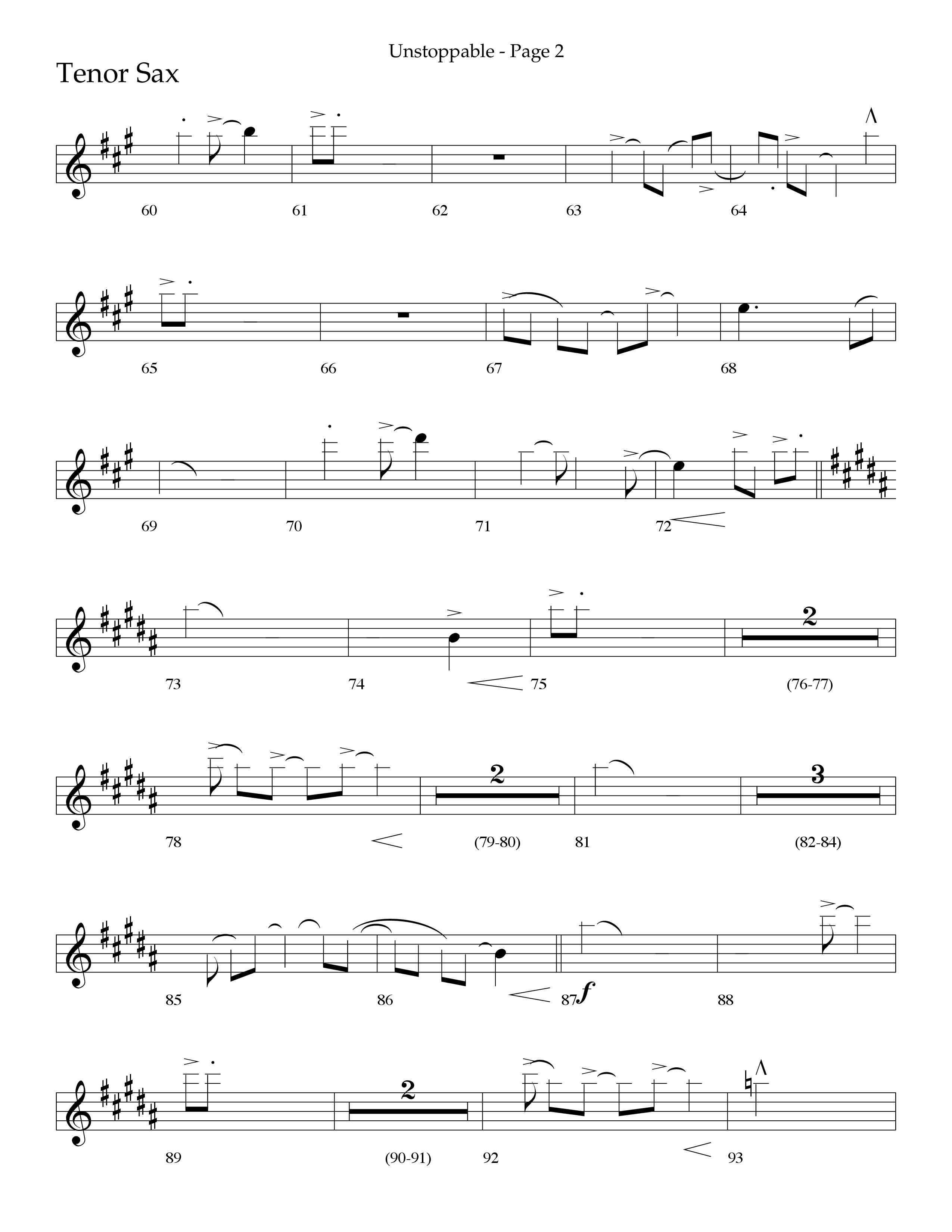 Unstoppable (Choral Anthem SATB) Tenor Sax 1 (Lifeway Choral / Arr. Cliff Duren)