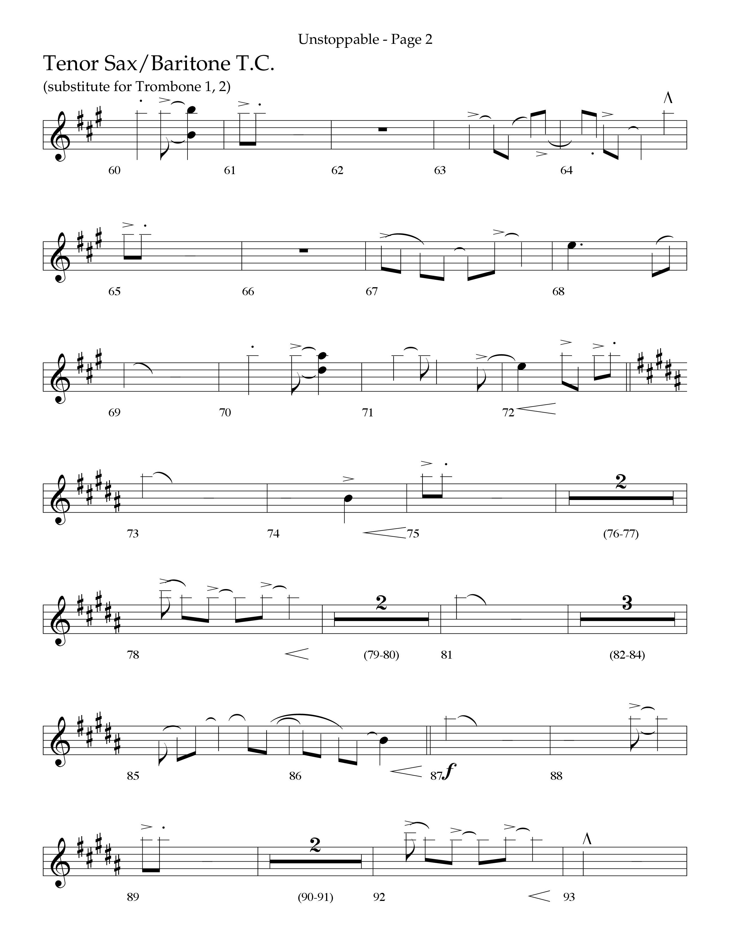 Unstoppable (Choral Anthem SATB) Tenor Sax/Baritone T.C. (Lifeway Choral / Arr. Cliff Duren)