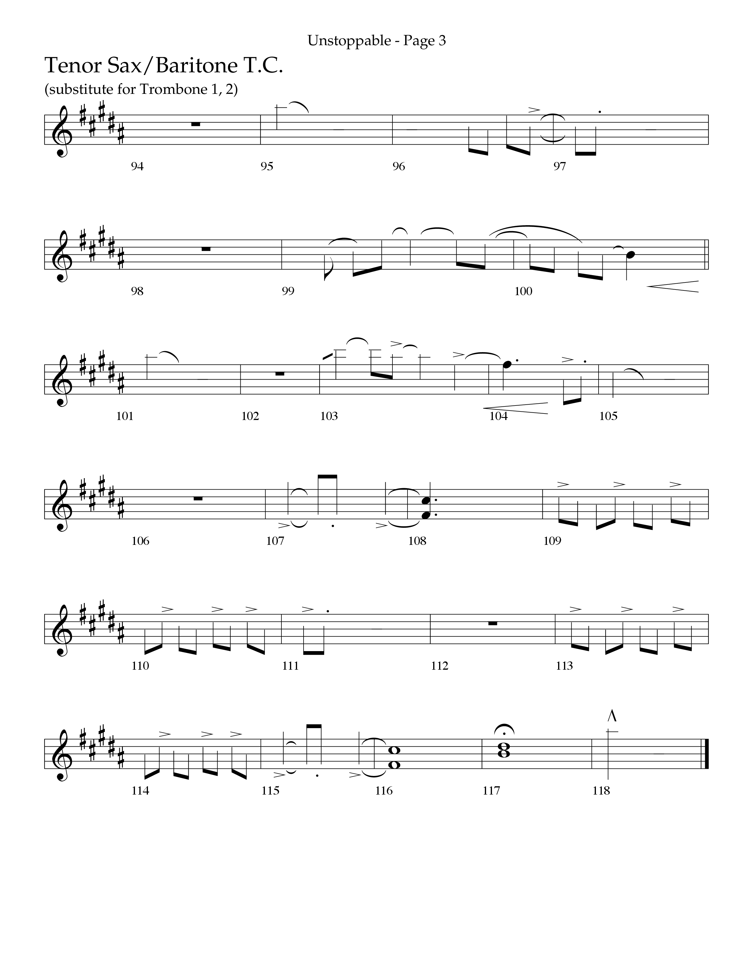 Unstoppable (Choral Anthem SATB) Tenor Sax/Baritone T.C. (Lifeway Choral / Arr. Cliff Duren)