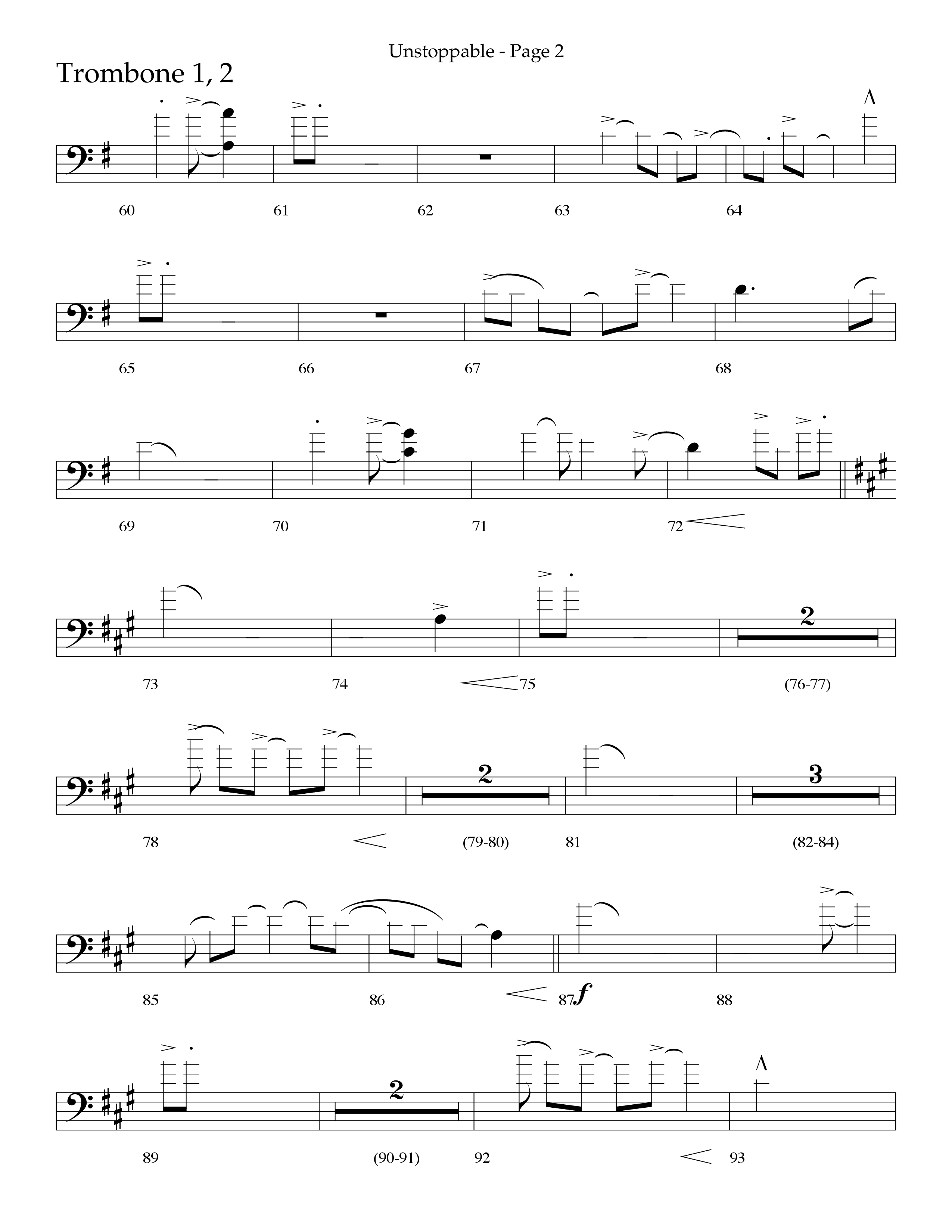 Unstoppable (Choral Anthem SATB) Trombone 1/2 (Lifeway Choral / Arr. Cliff Duren)