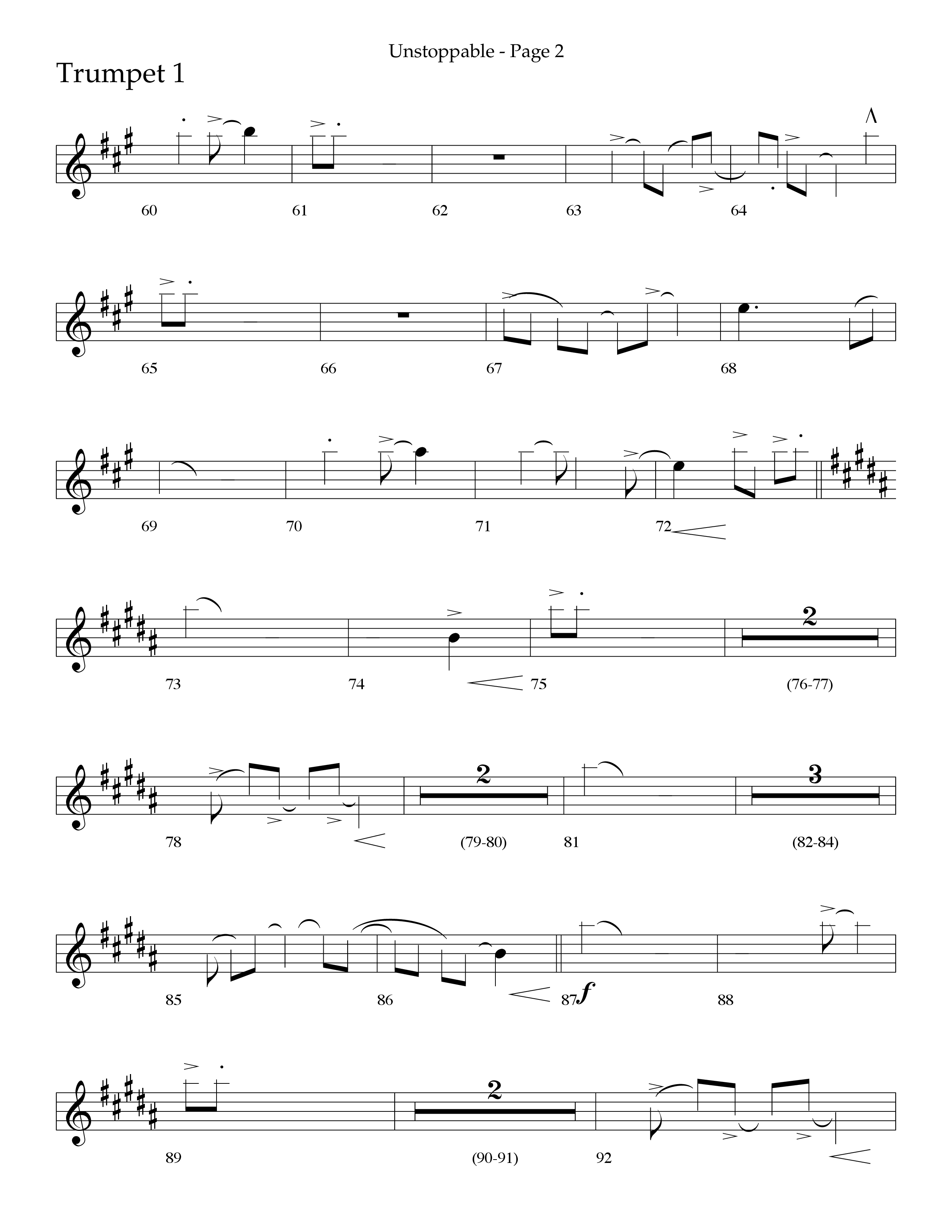 Unstoppable (Choral Anthem SATB) Trumpet 1 (Lifeway Choral / Arr. Cliff Duren)