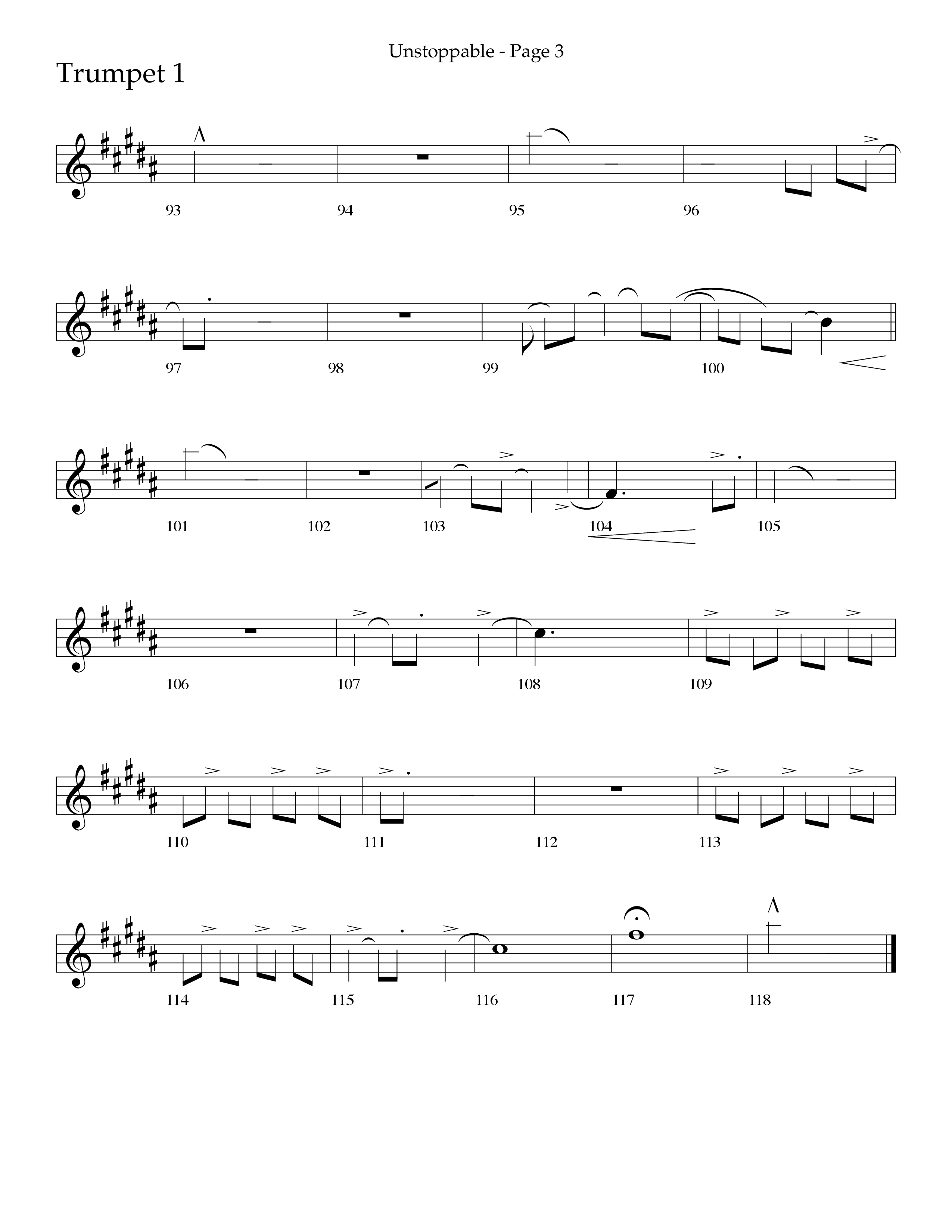 Unstoppable (Choral Anthem SATB) Trumpet 1 (Lifeway Choral / Arr. Cliff Duren)