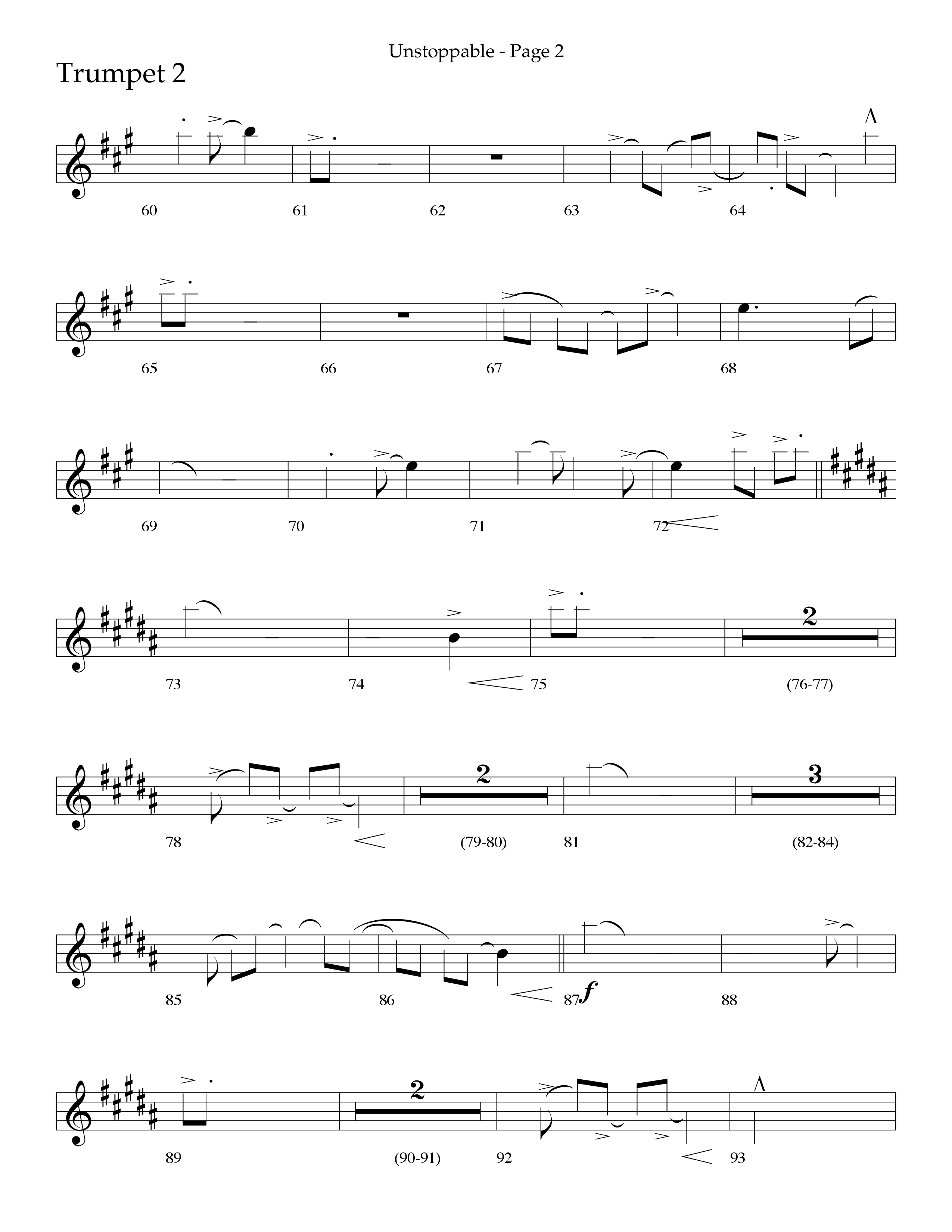 Unstoppable (Choral Anthem SATB) Trumpet 2 (Lifeway Choral / Arr. Cliff Duren)