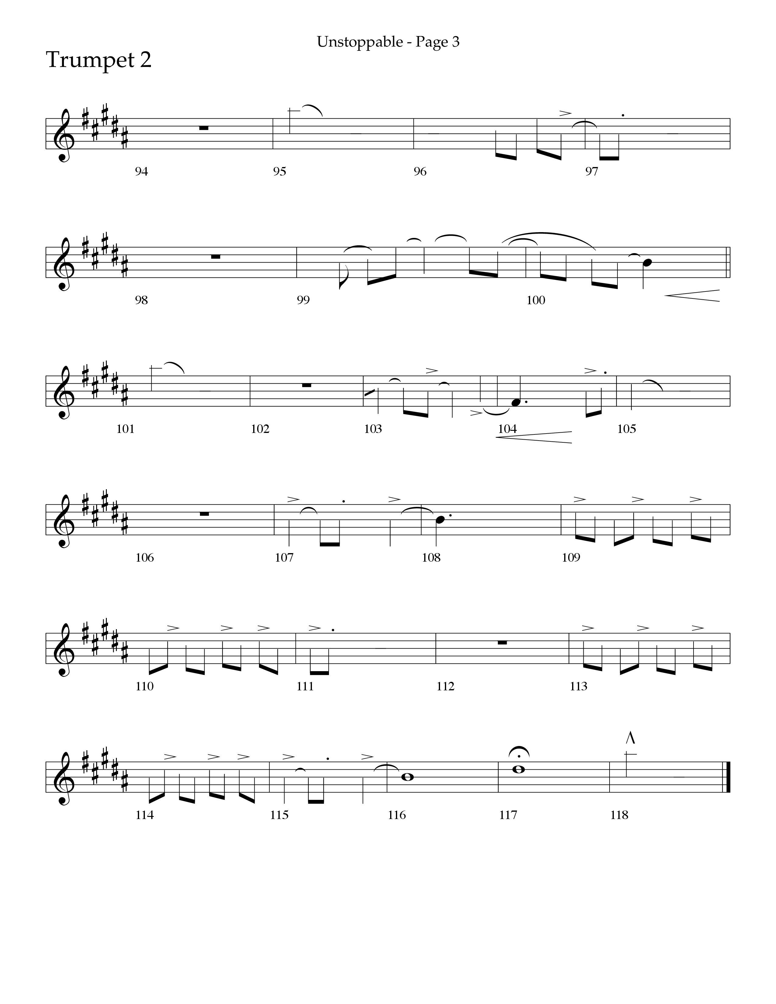 Unstoppable (Choral Anthem SATB) Trumpet 2 (Lifeway Choral / Arr. Cliff Duren)