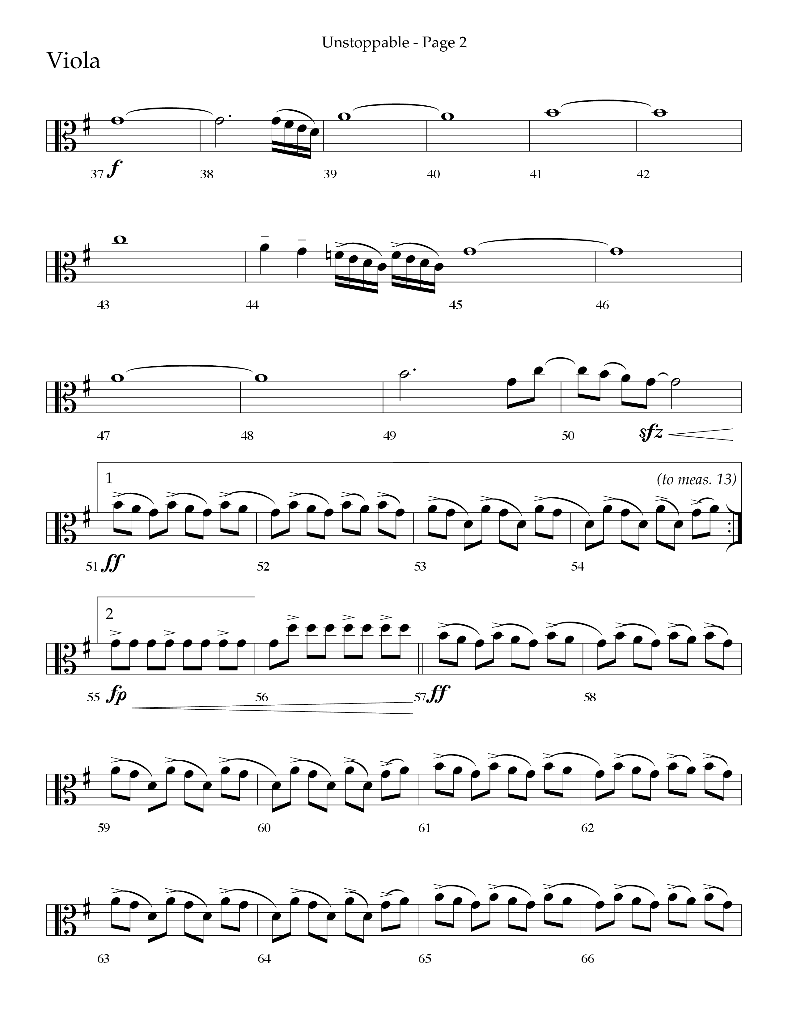 Unstoppable (Choral Anthem SATB) Viola (Lifeway Choral / Arr. Cliff Duren)