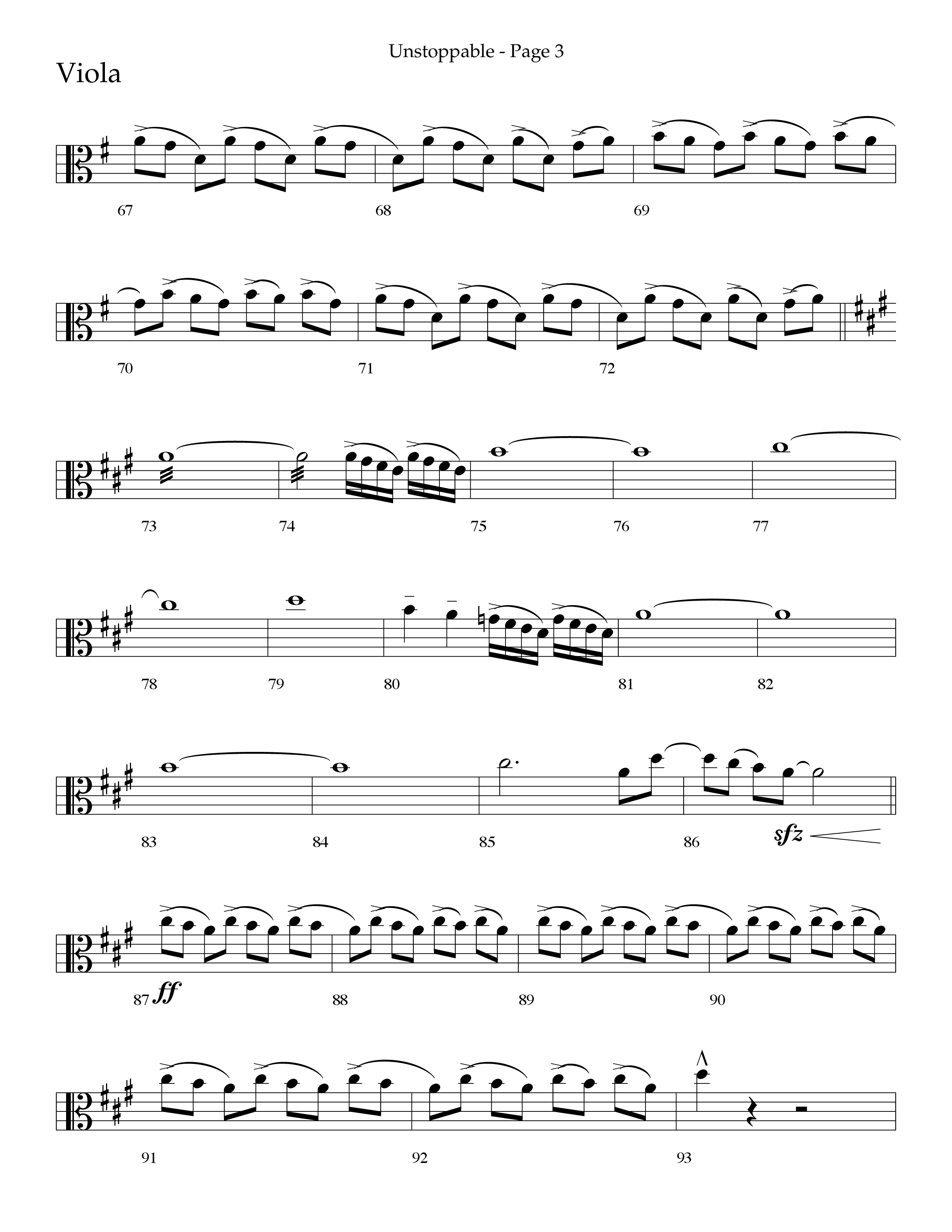 Unstoppable (Choral Anthem SATB) Viola (Lifeway Choral / Arr. Cliff Duren)