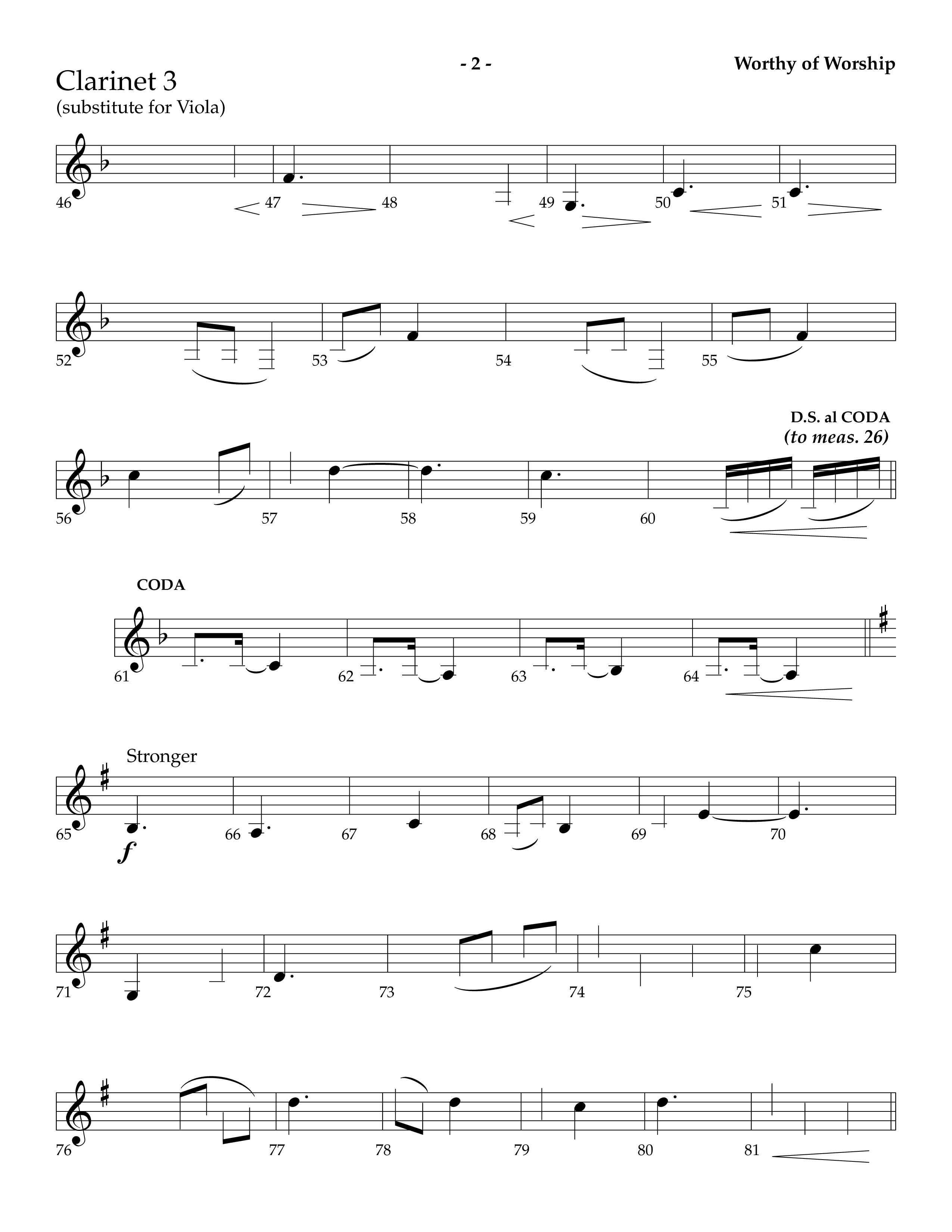 Worthy Of Worship (Choral Anthem SATB) Clarinet 3 (Lifeway Choral / Arr. Camp Kirkland)