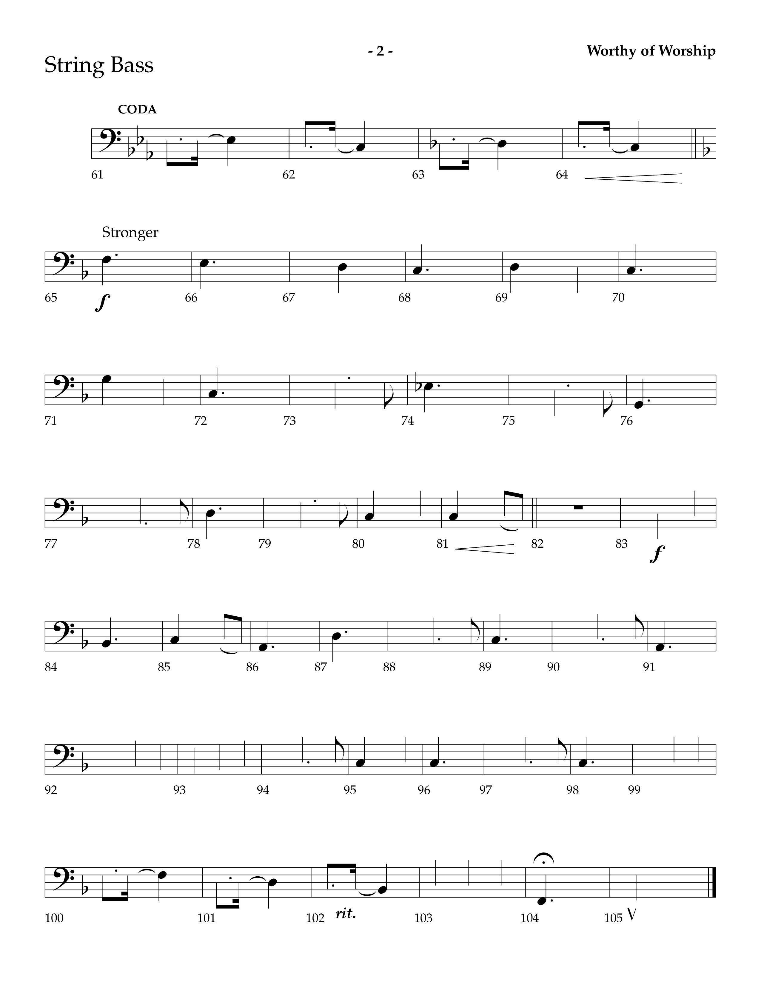 Worthy Of Worship (Choral Anthem SATB) String Bass (Lifeway Choral / Arr. Camp Kirkland)