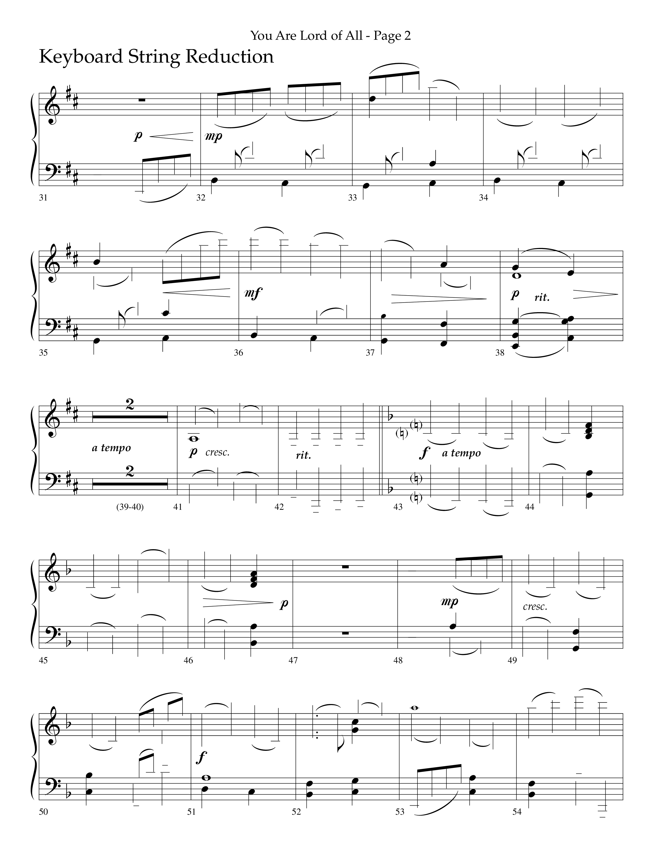 You Are Lord Of All (Choral Anthem SATB) String Reduction (Lifeway Choral / Arr. Phillip Keveren)