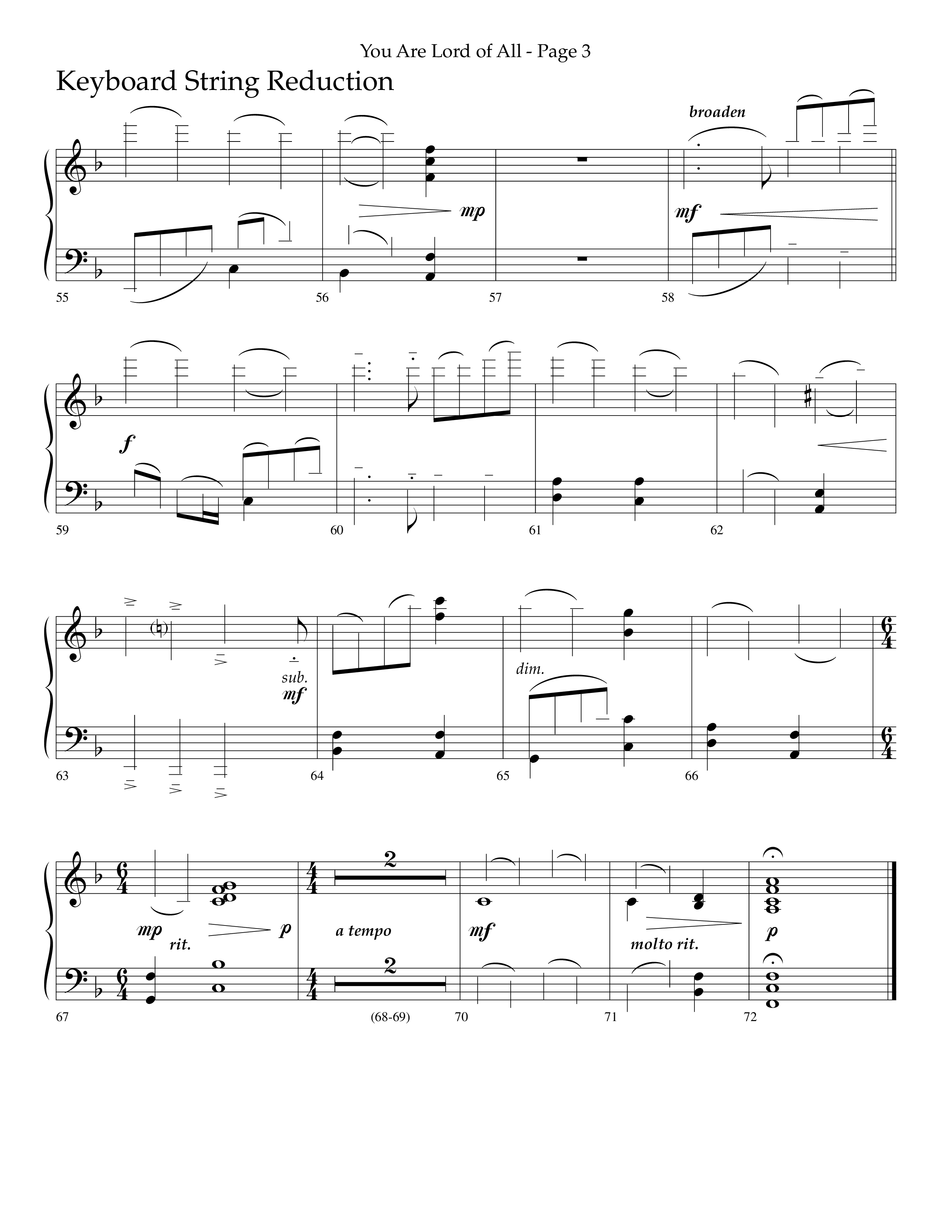 You Are Lord Of All (Choral Anthem SATB) String Reduction (Lifeway Choral / Arr. Phillip Keveren)