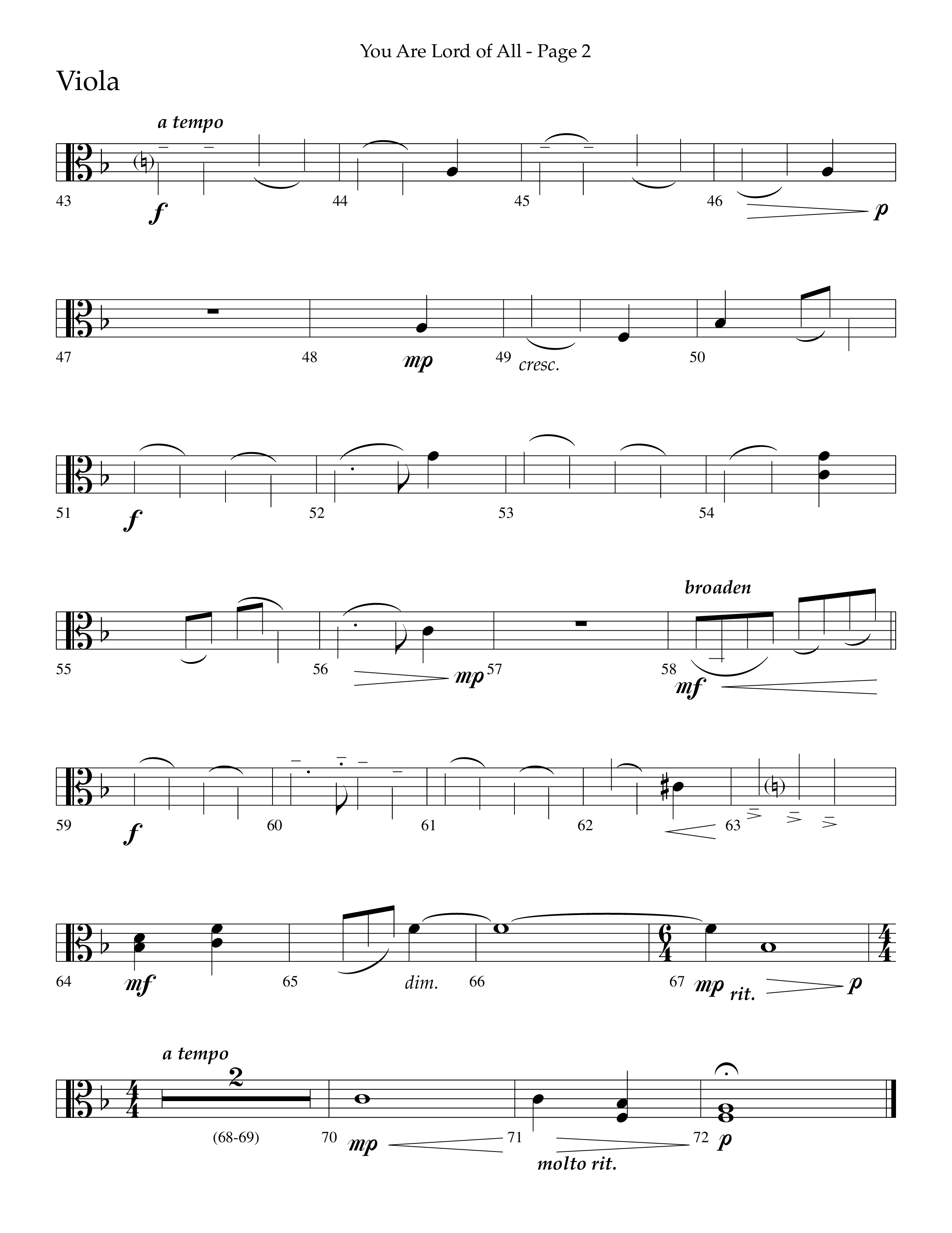 You Are Lord Of All (Choral Anthem SATB) Viola (Lifeway Choral / Arr. Phillip Keveren)