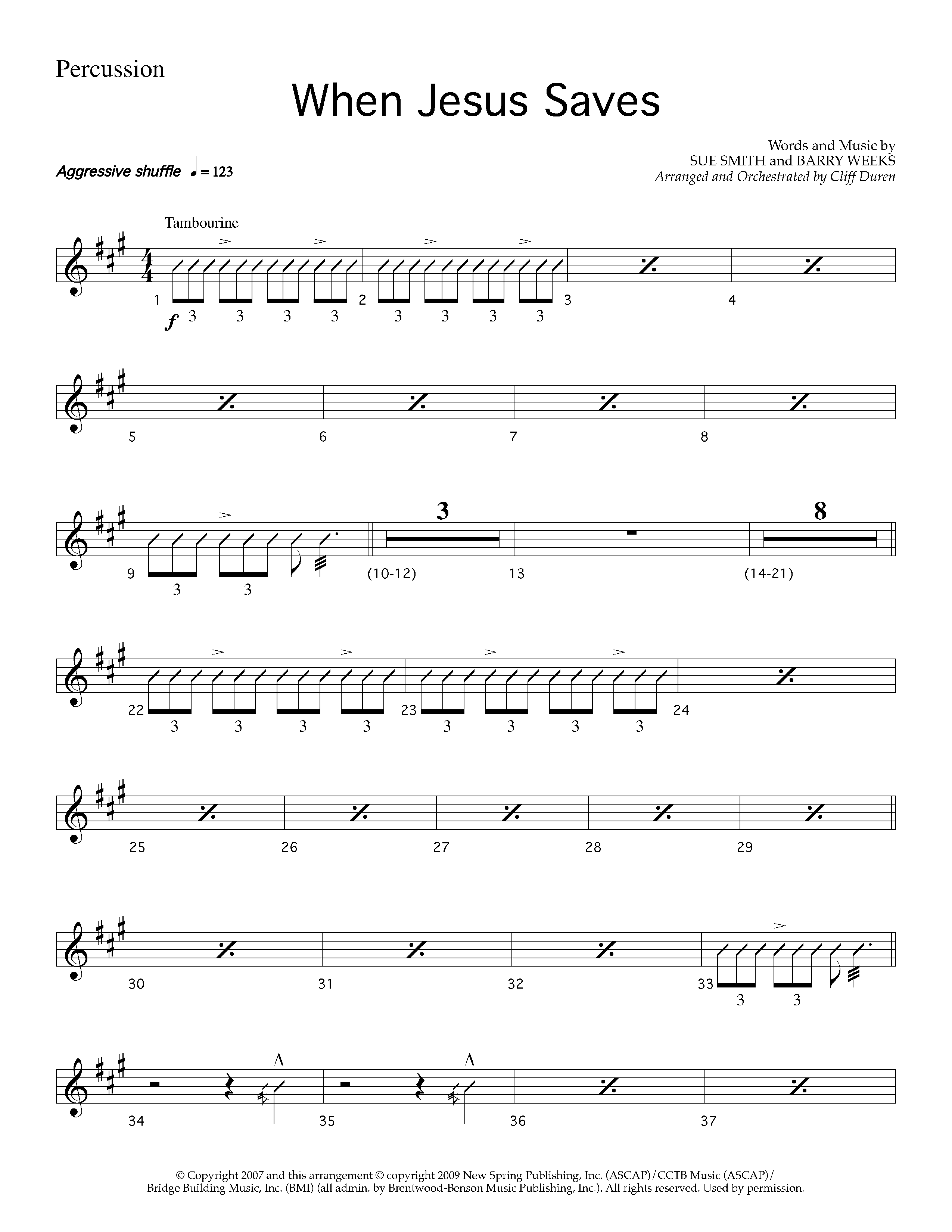 When Jesus Saves (Choral Anthem SATB) Percussion (Lifeway Choral / Arr. Cliff Duren)