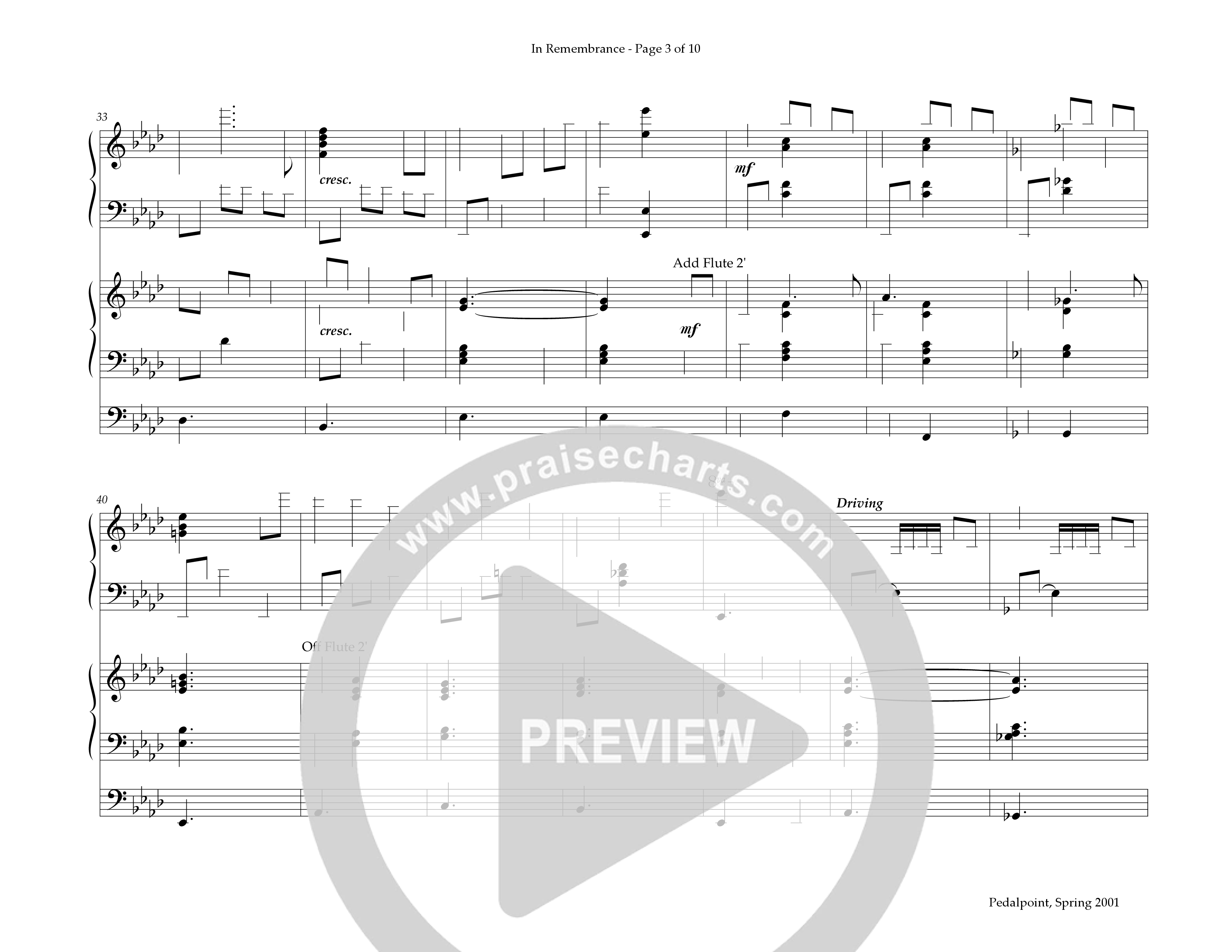 In Remembrance (Instrumental) Piano-Organ (Lifeway Worship / Arr. Gayden C. Sikes)