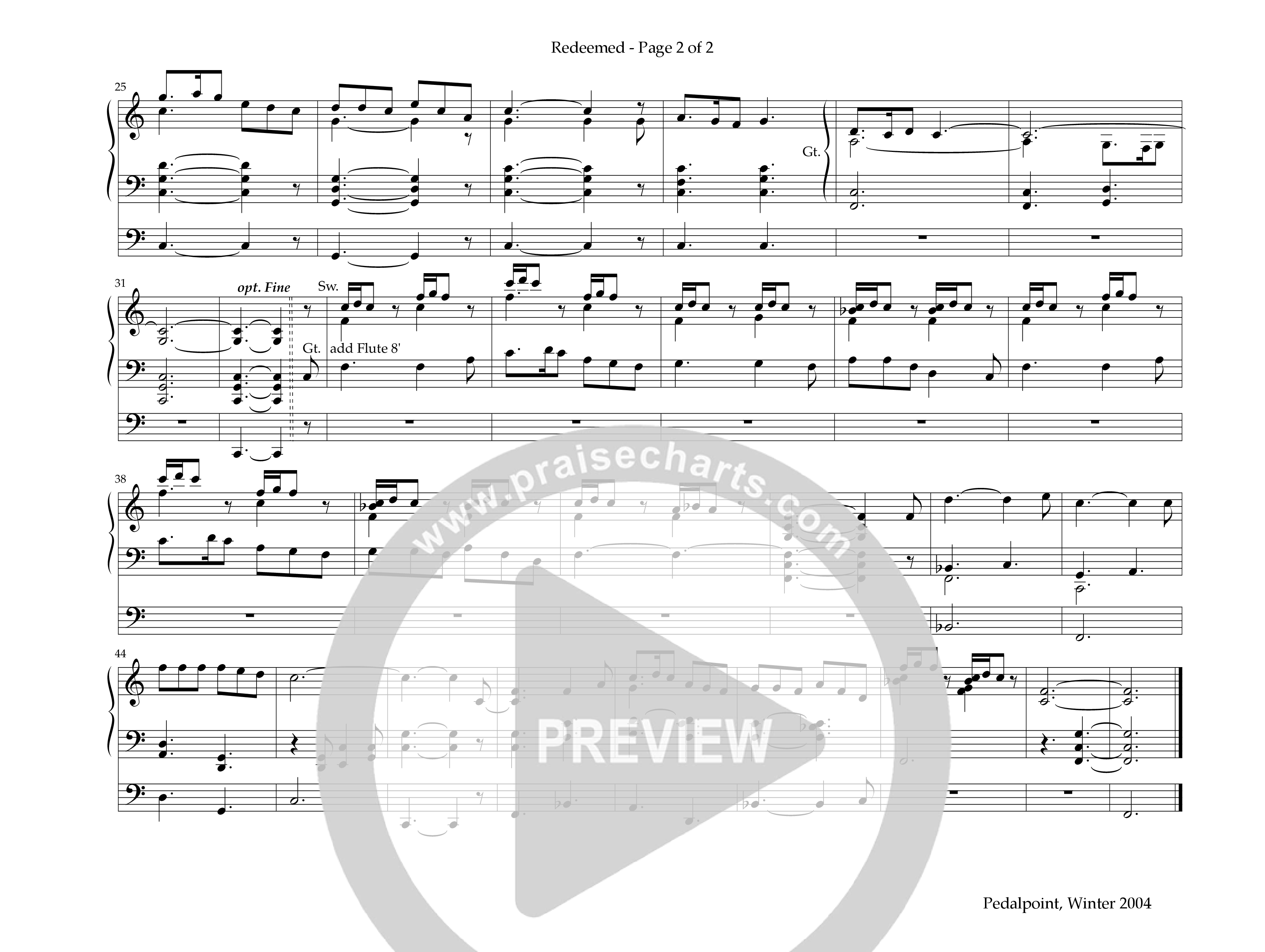 Redeemed (Instrumental) Organ (Lifeway Worship / Arr. Richard Huggins)