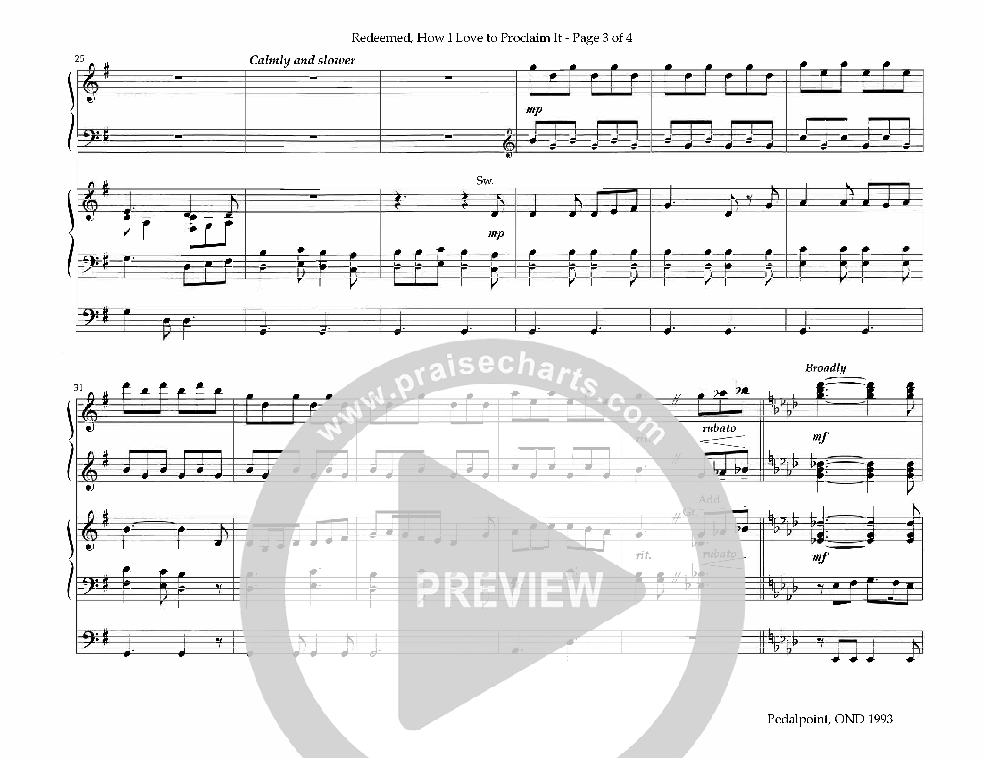 Redeemed How I Love To Proclaim It (Instrumental) Organ (Lifeway Worship / Arr. Sharon Elery Rogers)