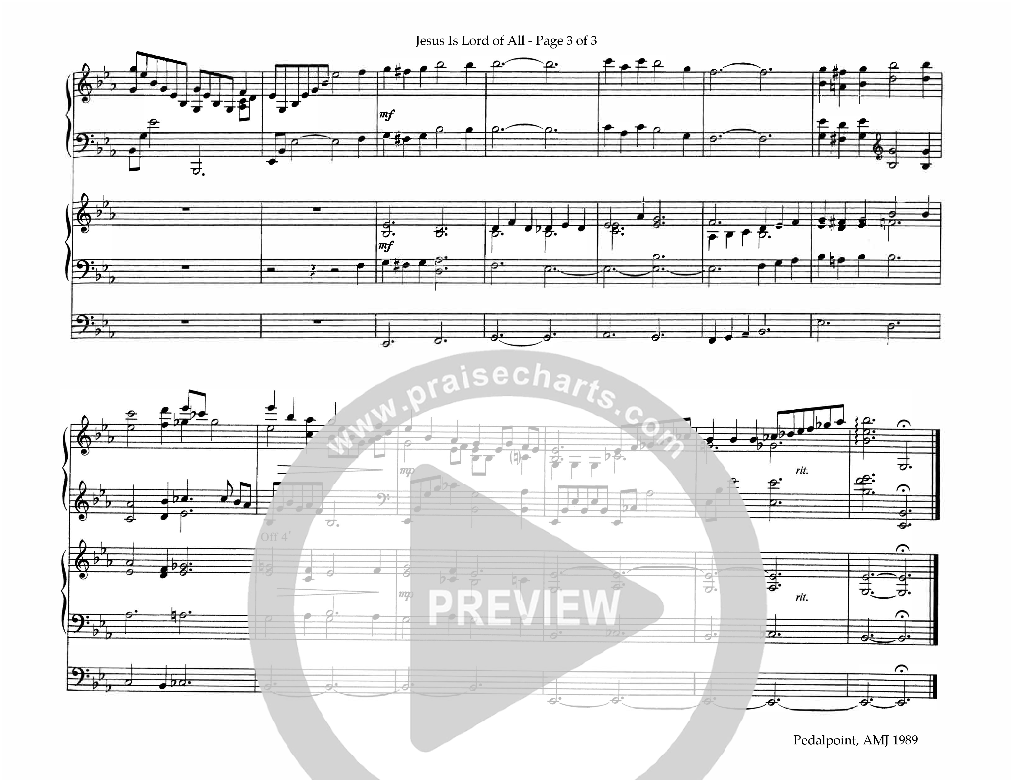 Jesus Is Lord Of All (Instrumental) Organ (Lifeway Worship / Arr. Barry Braman)