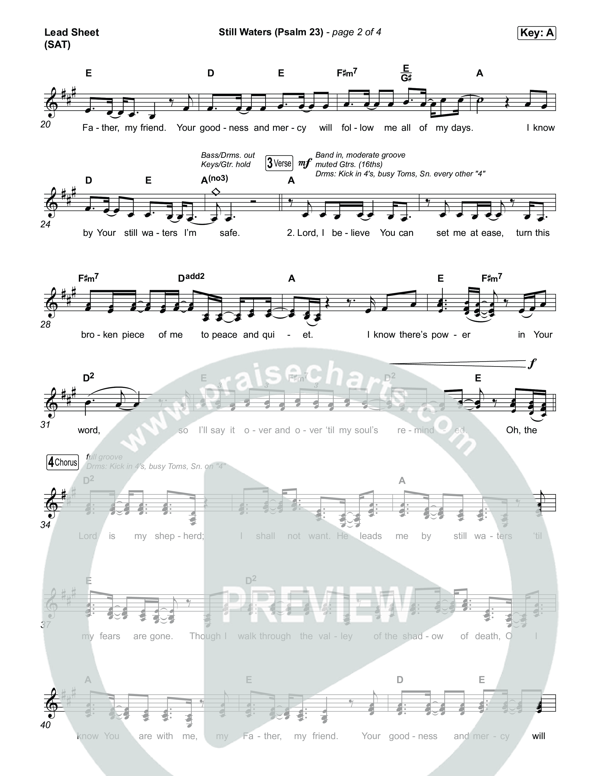 Still Waters (Psalm 23) Lead Sheet (SAT) (Leanna Crawford)