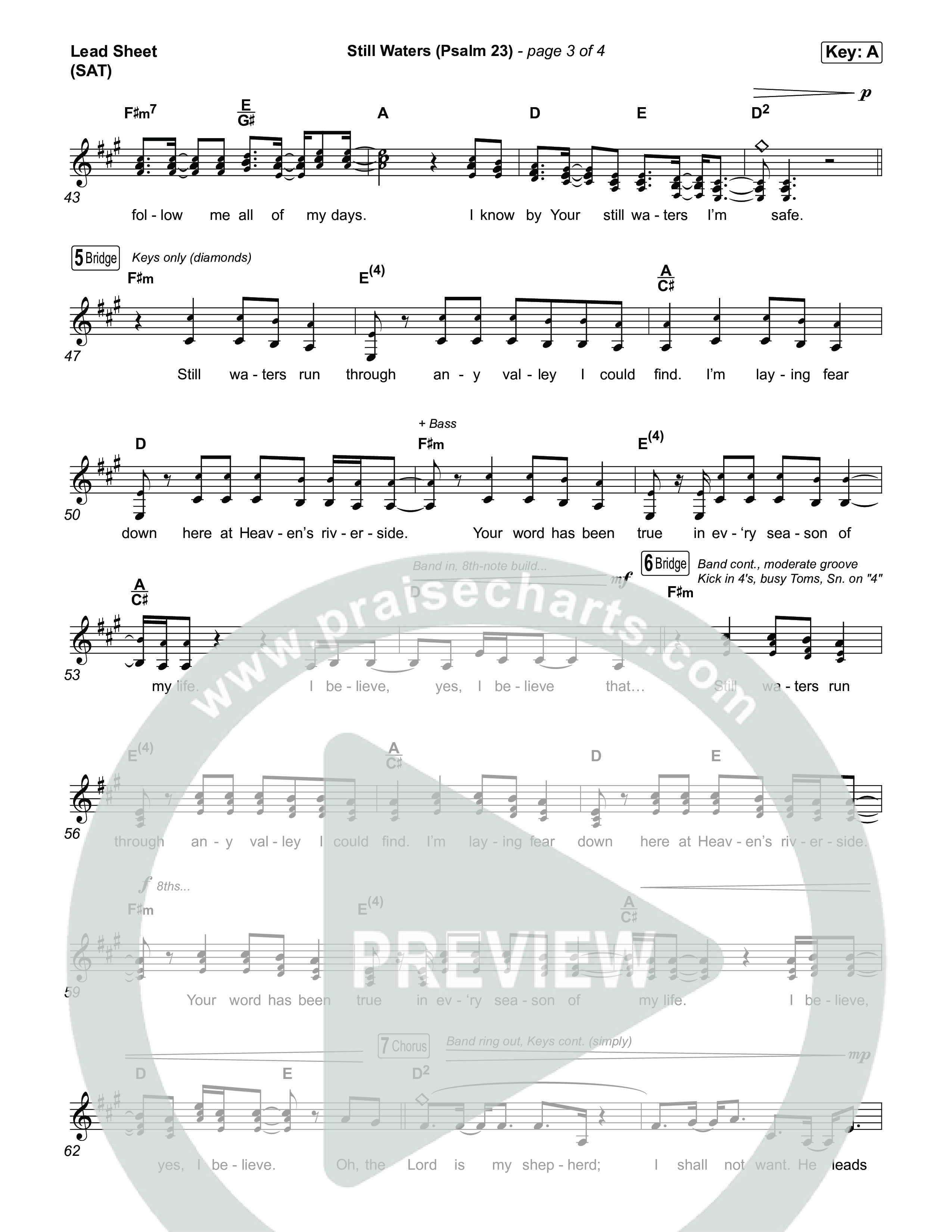 Still Waters (Psalm 23) Lead Sheet (SAT) (Leanna Crawford)