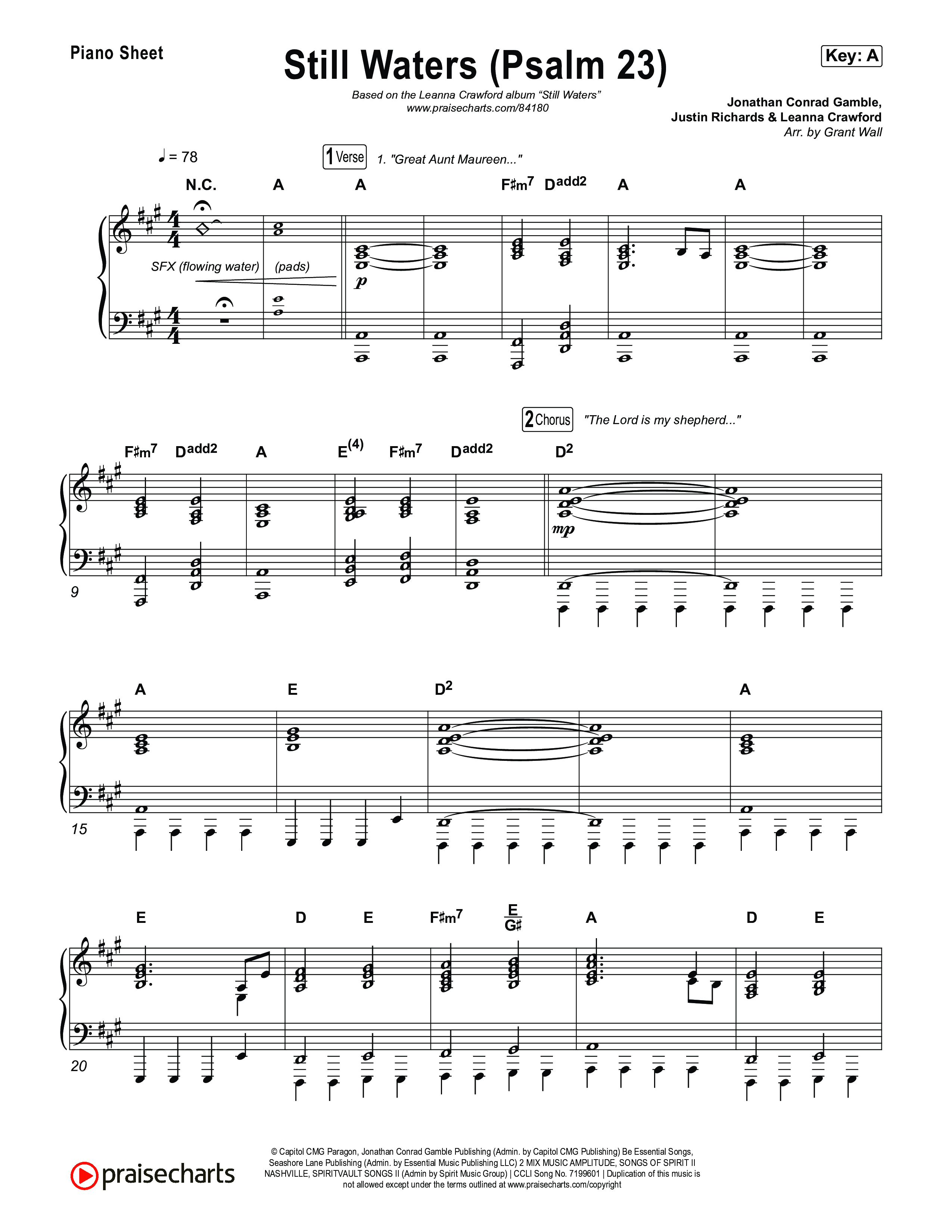 Still Waters (Psalm 23) Piano Sheet (Leanna Crawford)