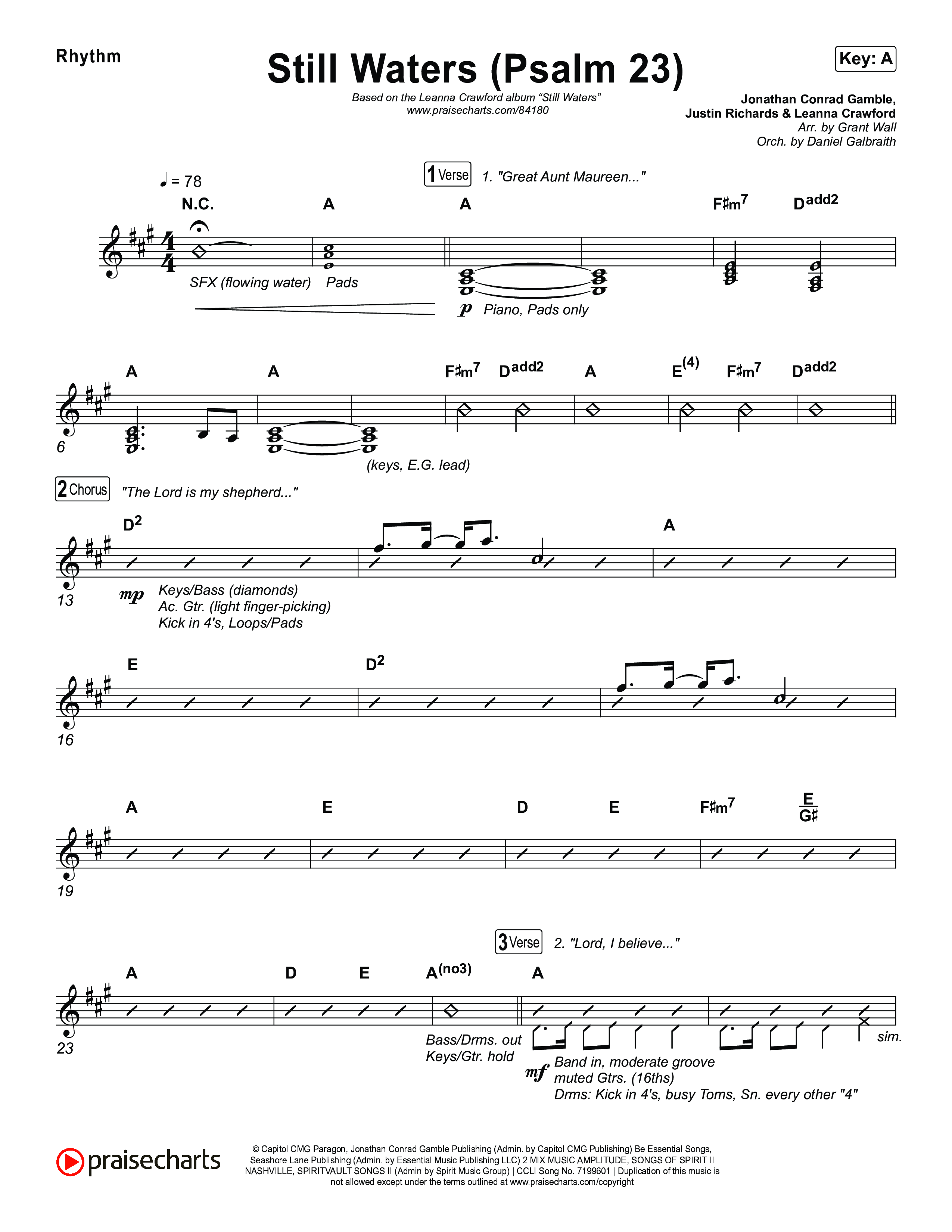 Still Waters (Psalm 23) Rhythm Chart (Leanna Crawford)
