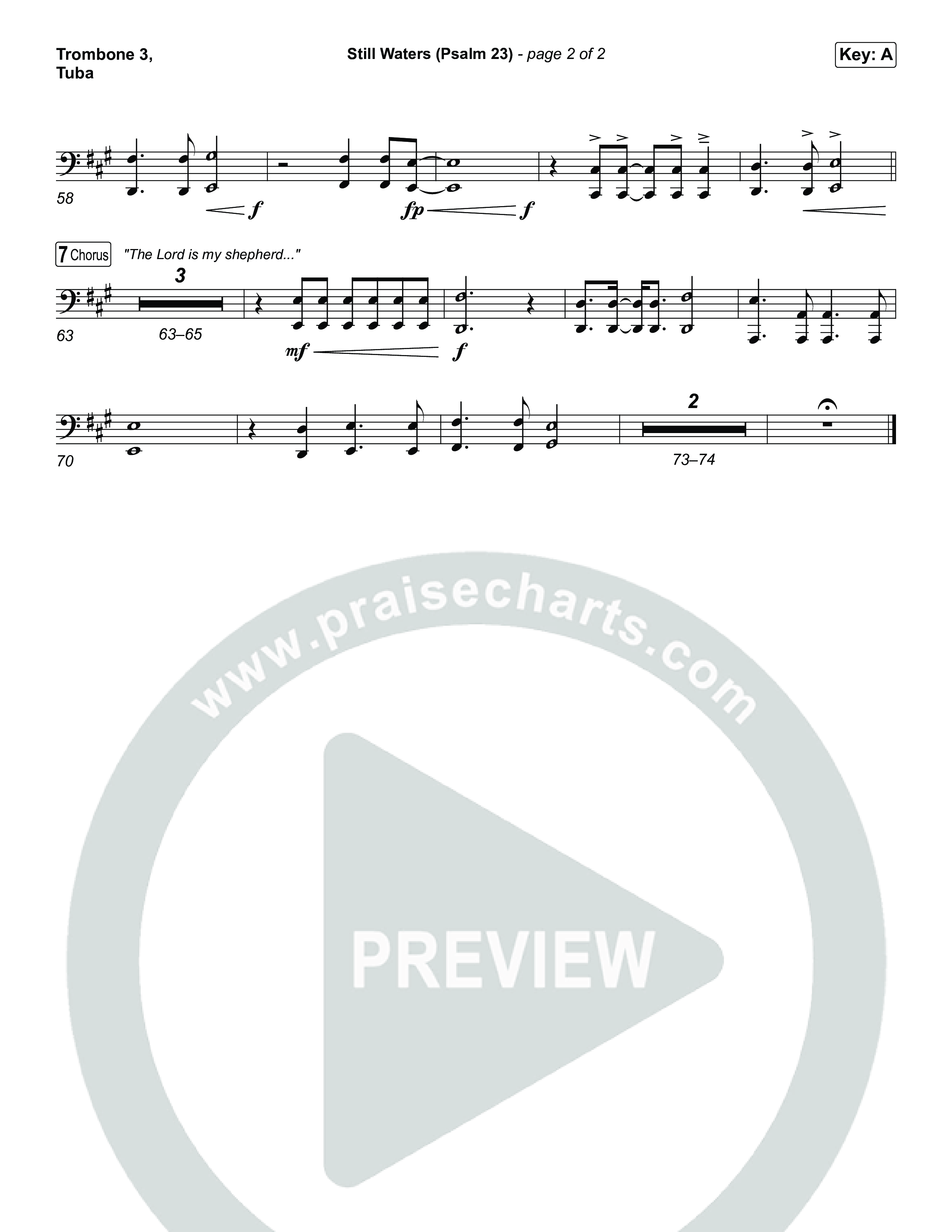 Still Waters (Psalm 23) Trombone 3/Tuba (Leanna Crawford)