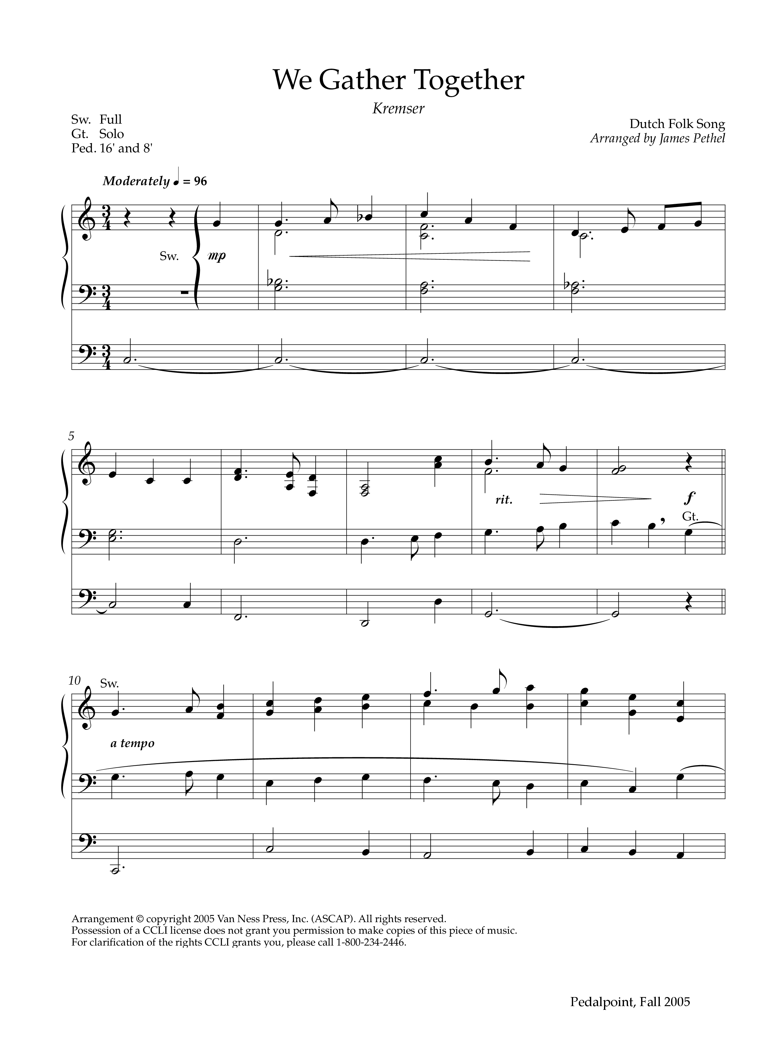 We Gather Together (Instrumental) Organ (Lifeway Worship / Arr. James Pethel)