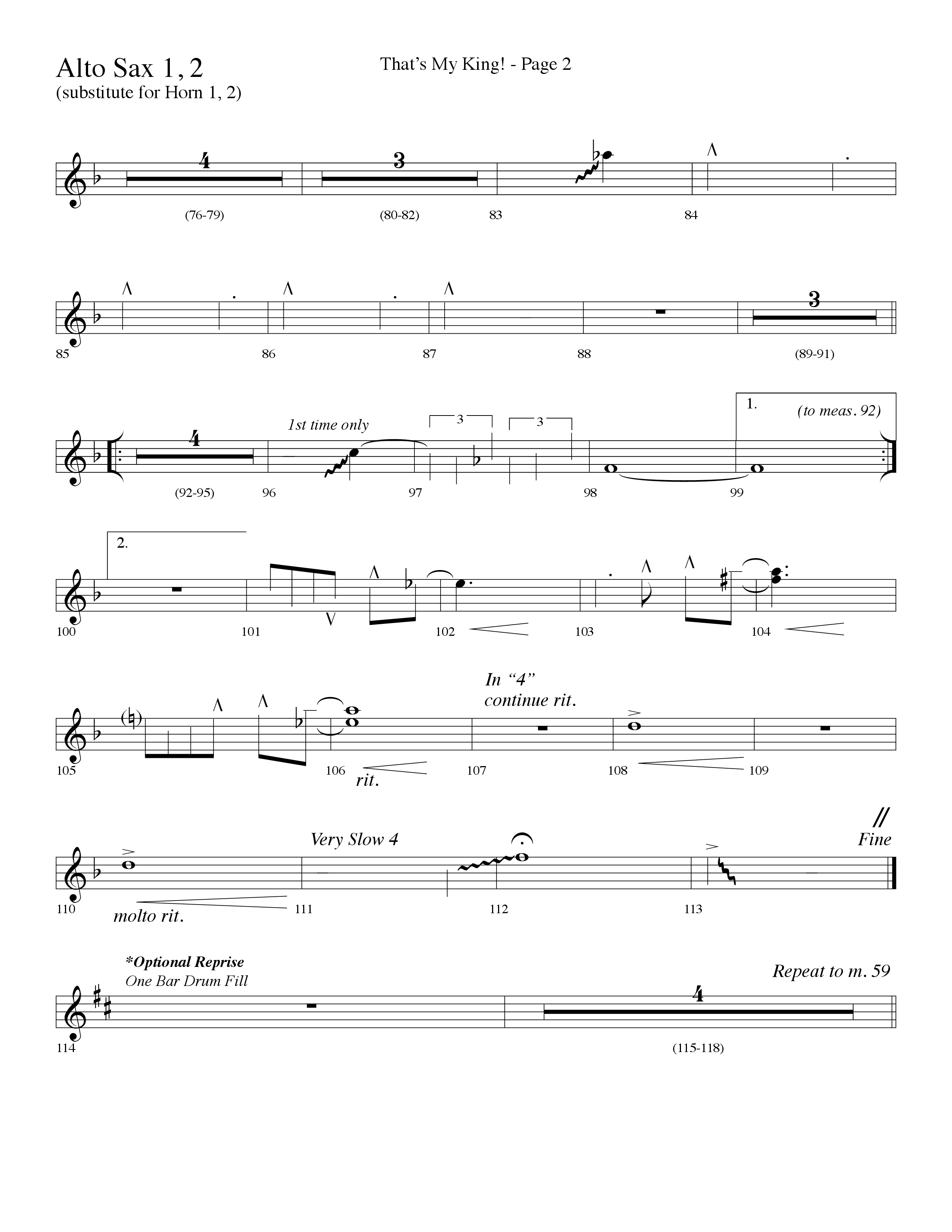 Thats My King (Choral Anthem SATB) Alto Sax 1/2 (Lifeway Choral / Arr. Dave Williamson)
