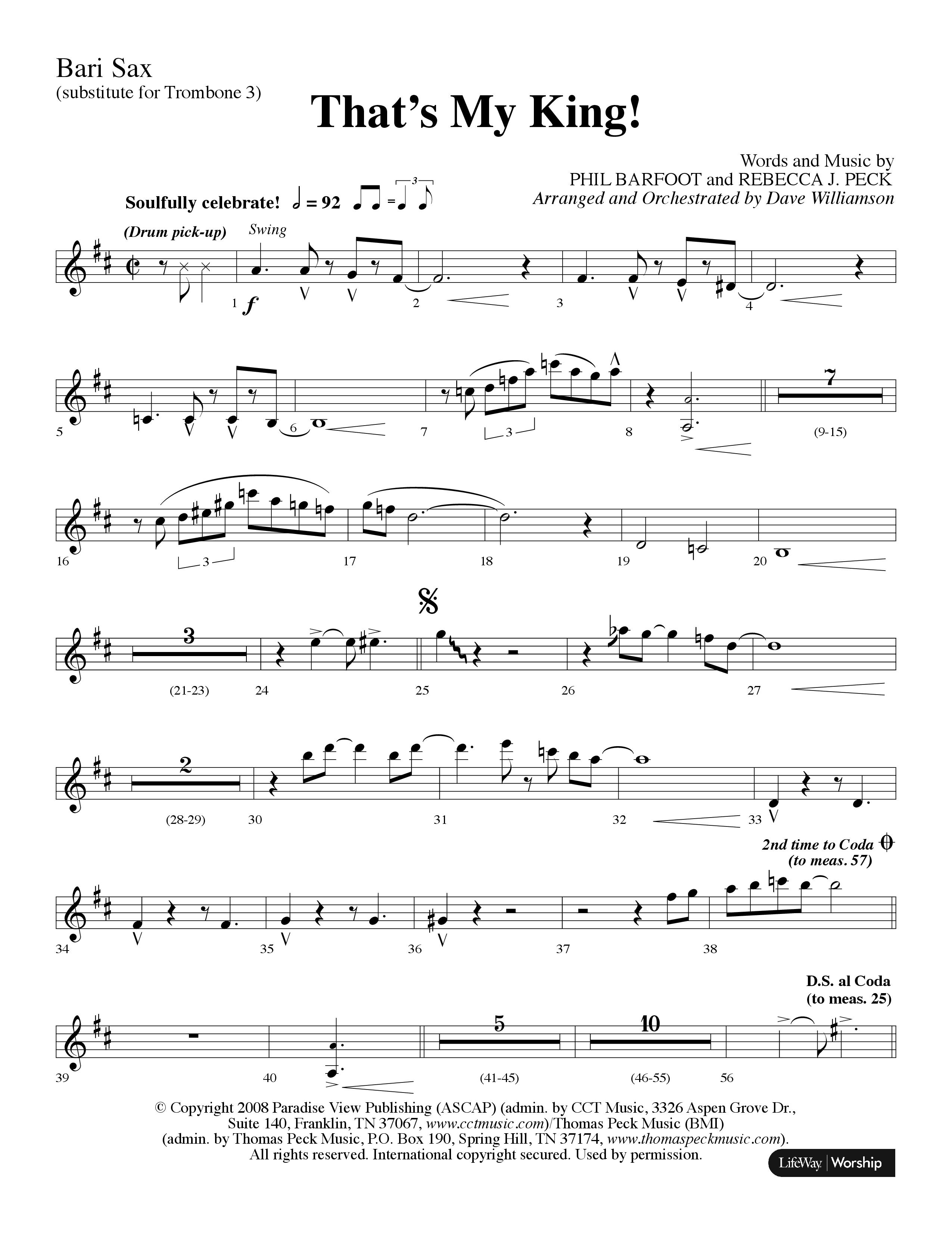 Thats My King (Choral Anthem SATB) Bari Sax (Lifeway Choral / Arr. Dave Williamson)