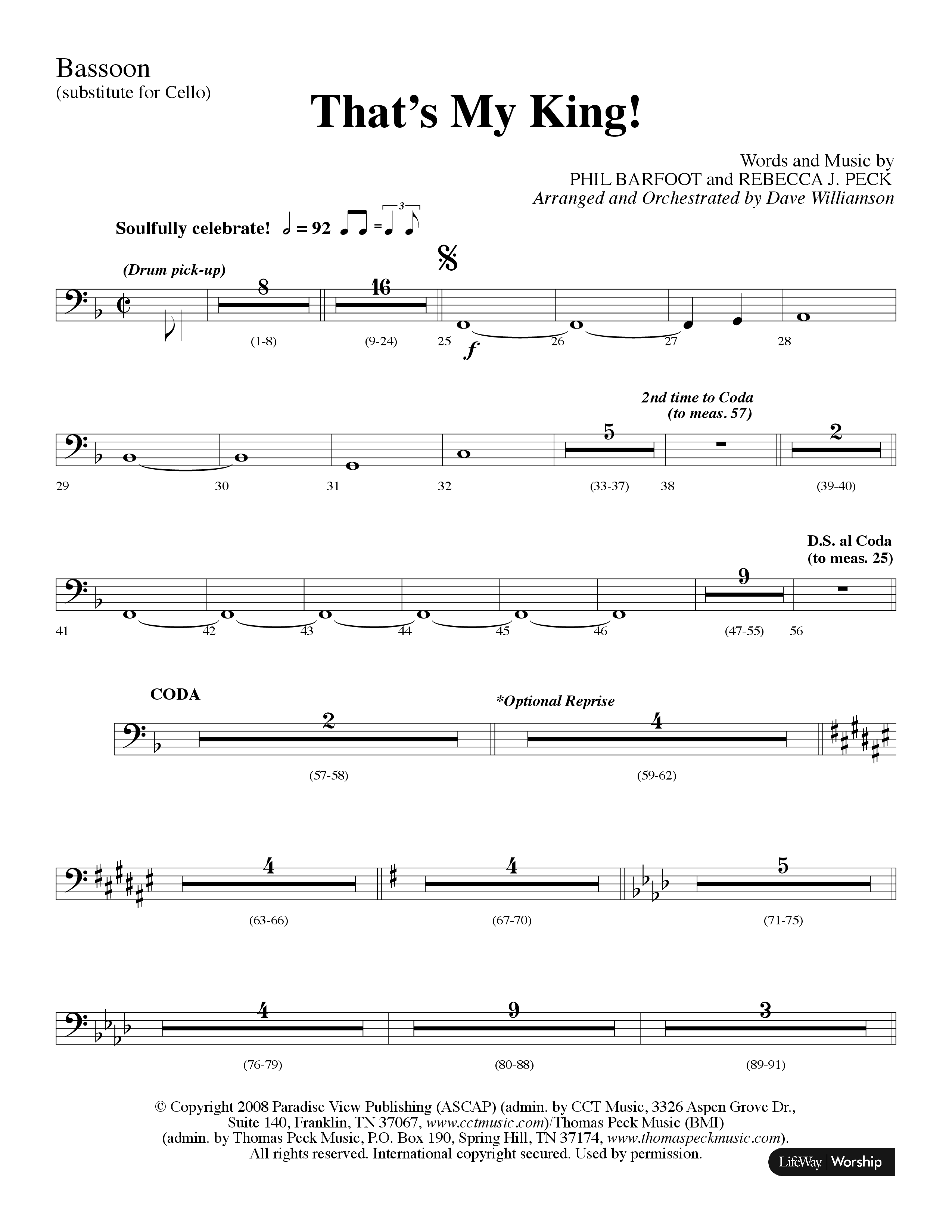 Thats My King (Choral Anthem SATB) Bassoon (Lifeway Choral / Arr. Dave Williamson)